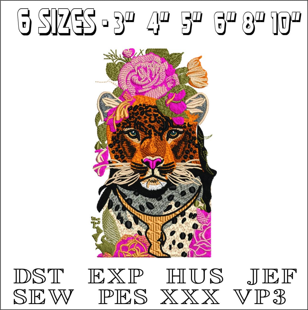 Leopard Flower- Elegant embroidery design file - instant download — view 2