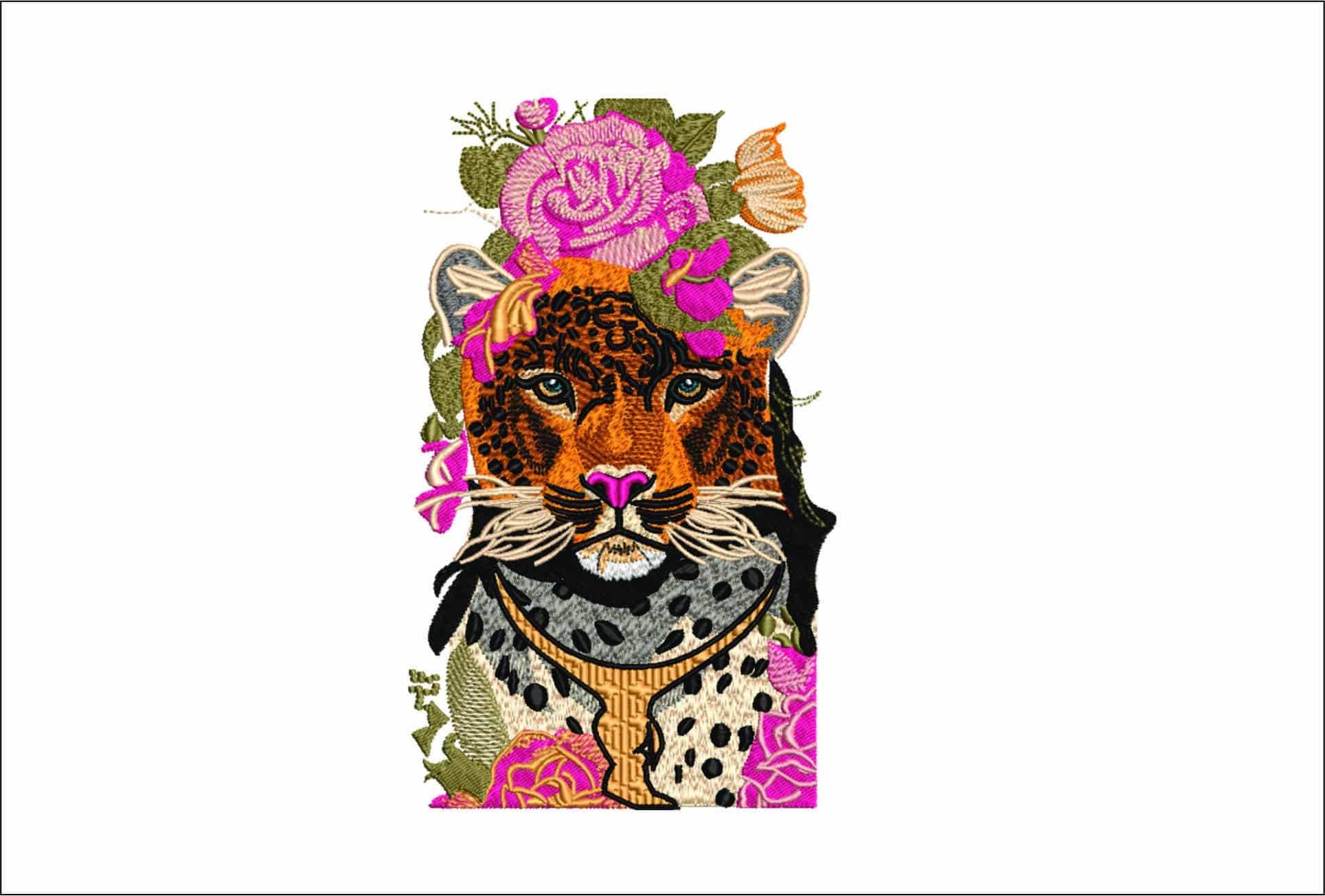 Leopard Flower- Elegant embroidery design file - instant download