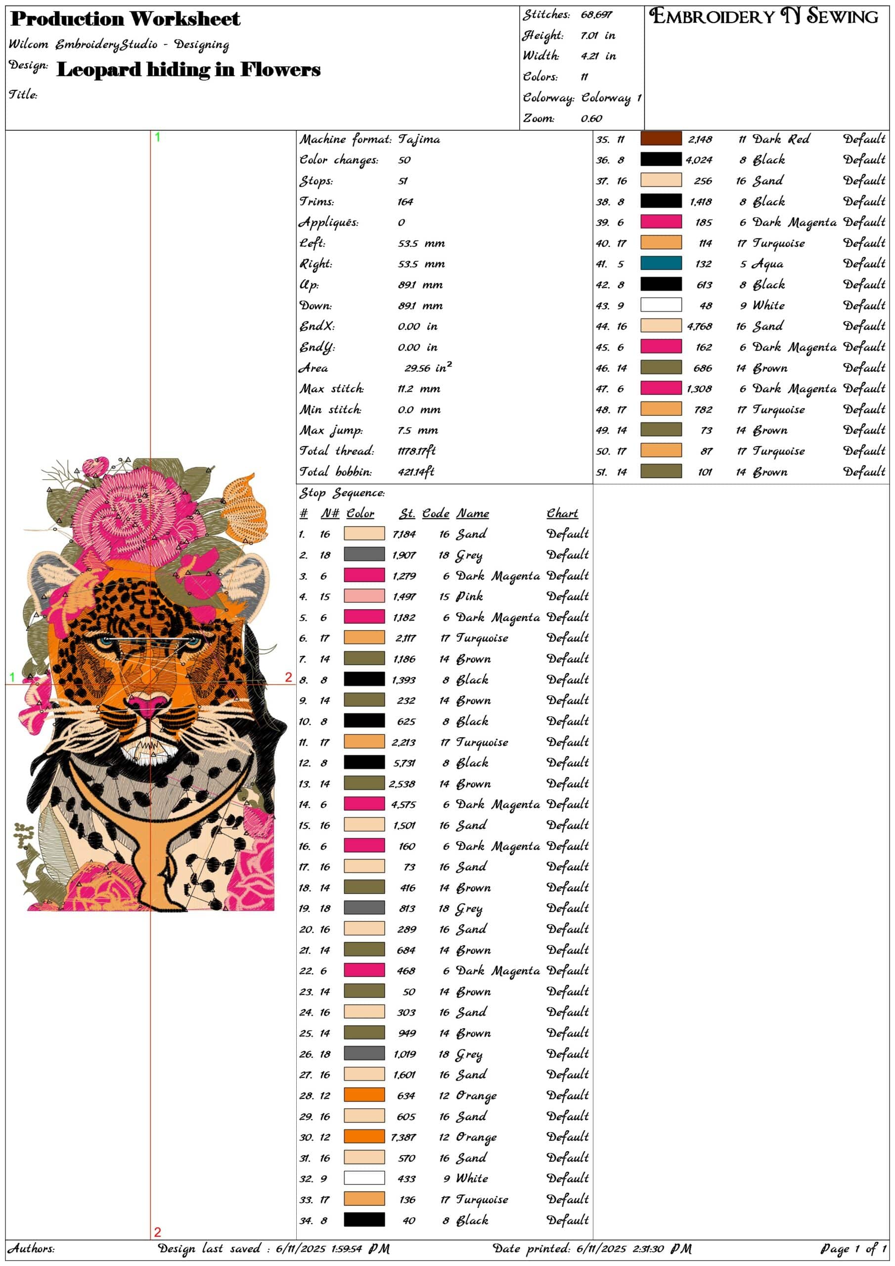 Leopard Flower- Elegant embroidery design file - instant download — view 3