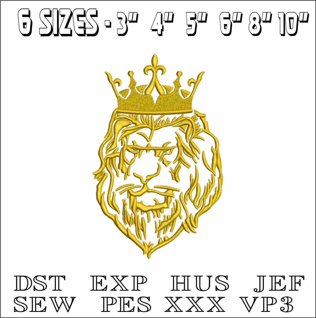Lion Crown- Elegant embroidery design file - instant download — view 2