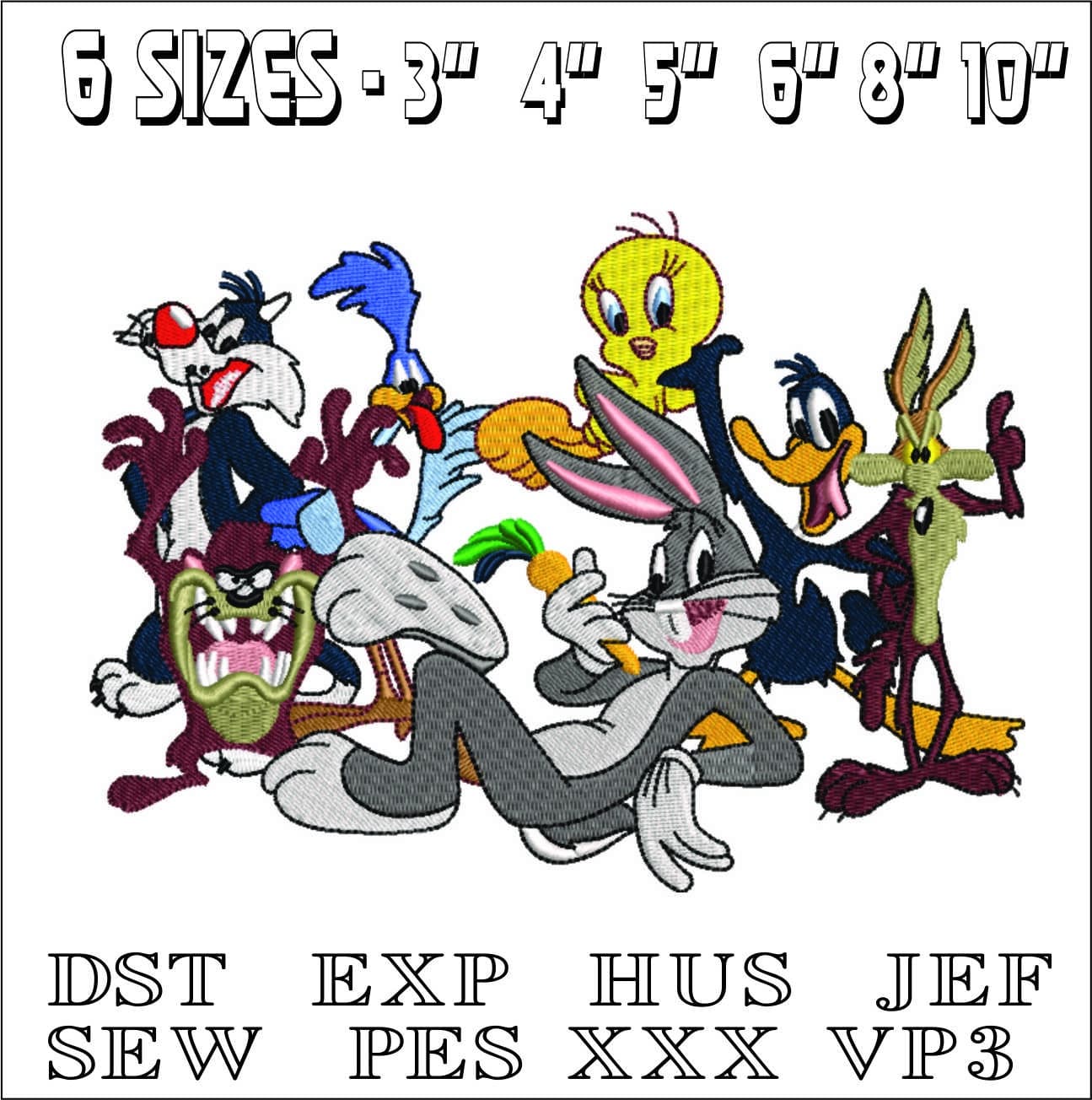 Looney Tunes Characters- Elegant embroidery design file - instant download — view 2