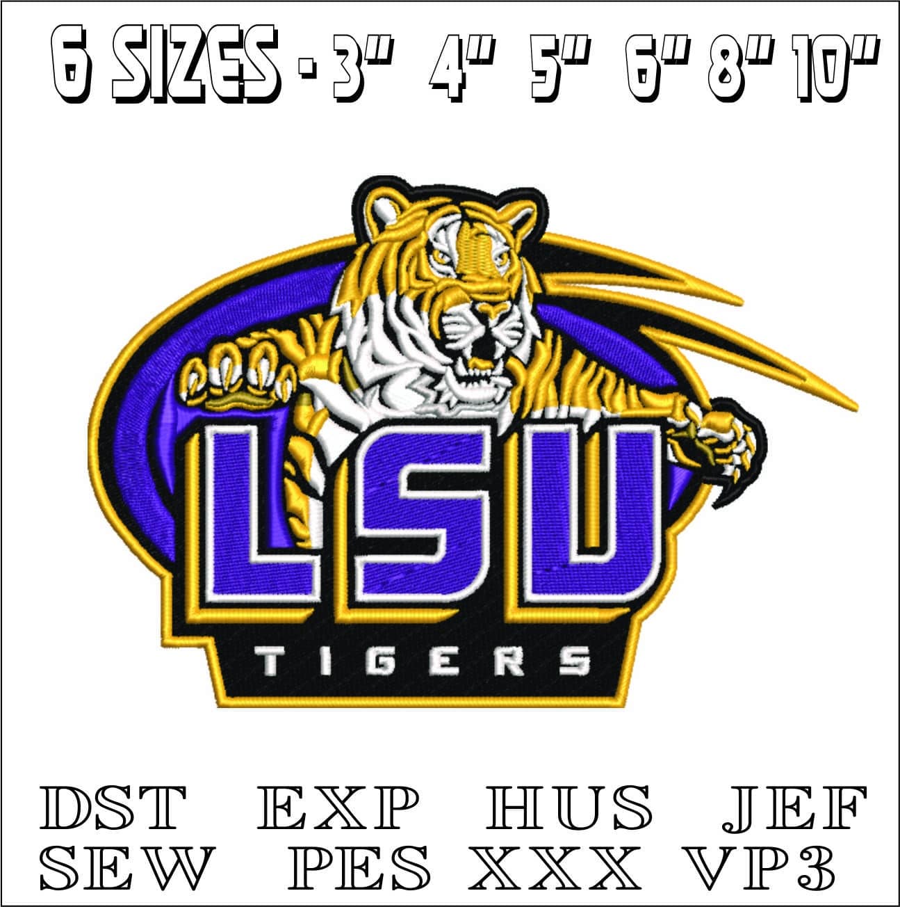 LSU Tigers 2002 2006- Elegant embroidery design file - instant download — view 2