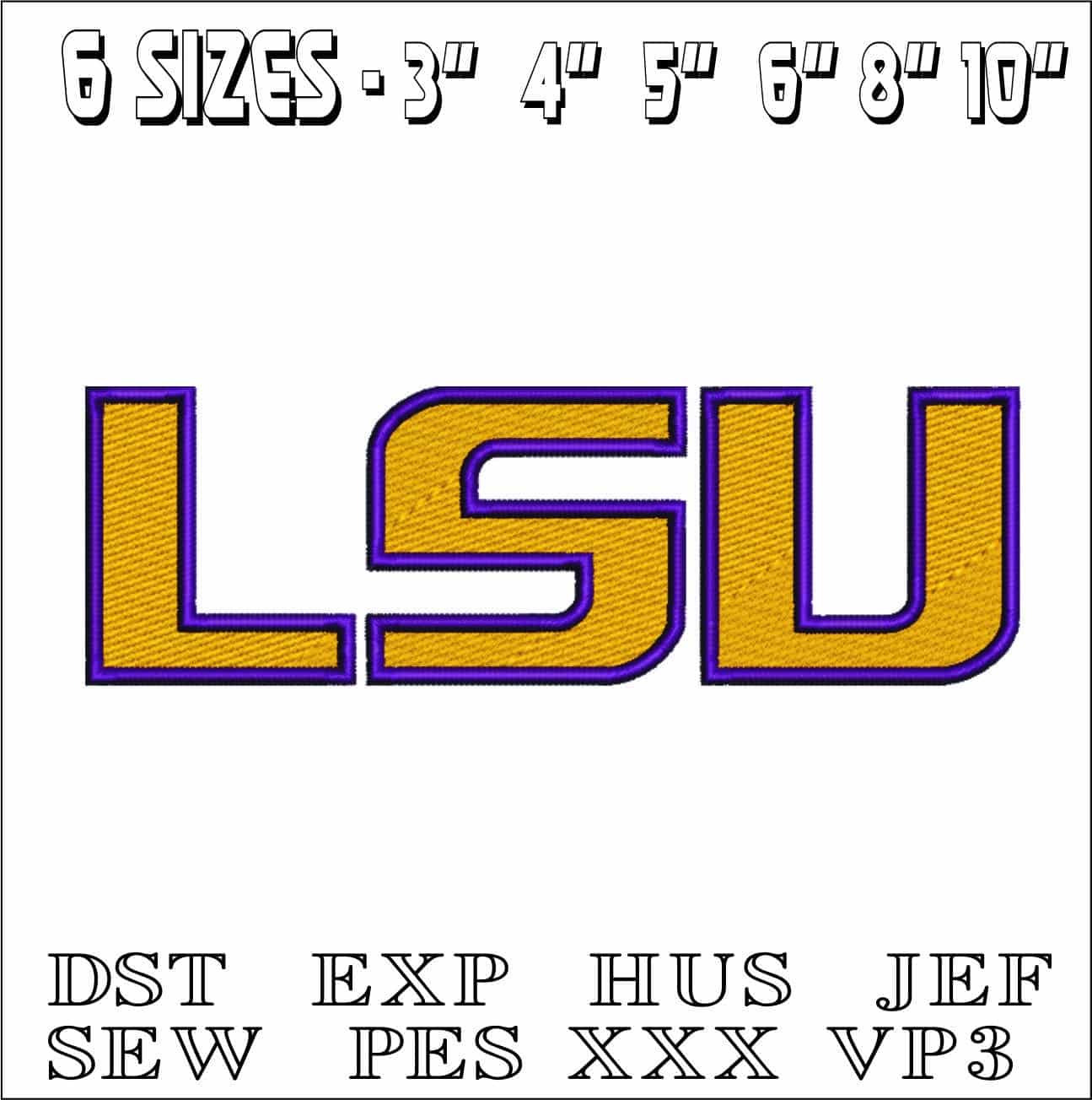 LSU Tigers 2014 Yellow body Purple outline- Elegant embroidery design file - instant download — view 2