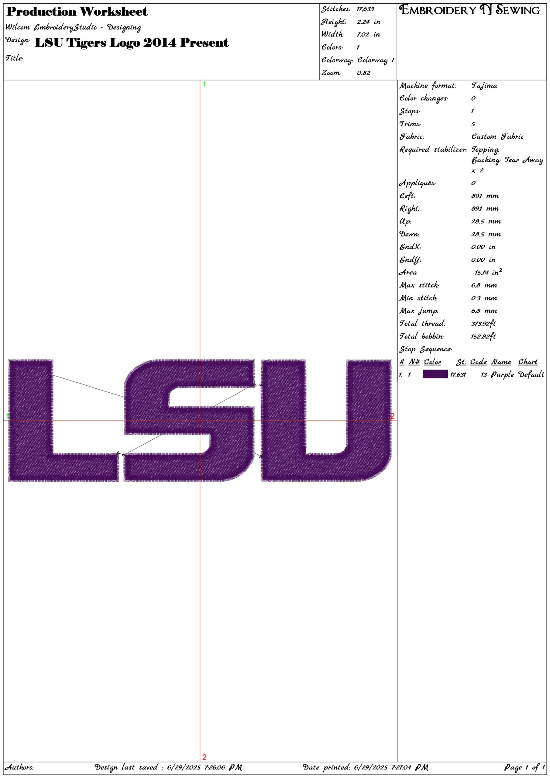 LSU Tigers Logo 2014 Present- Elegant embroidery design file - instant download — view 3