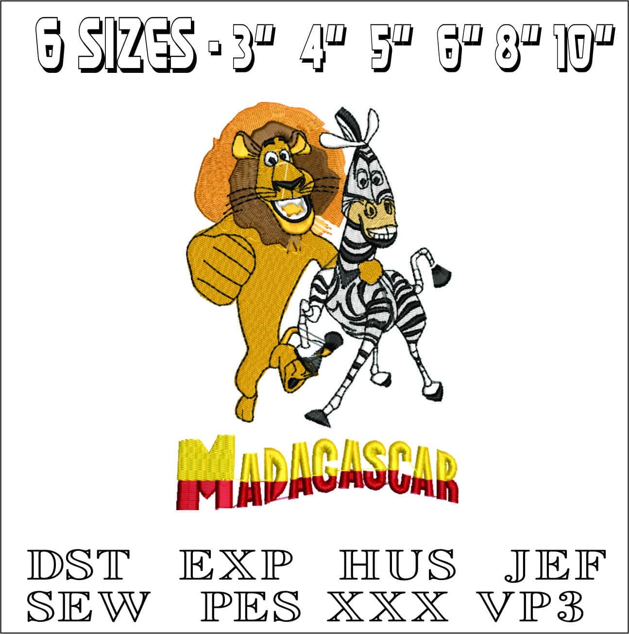 Madagascar- Elegant embroidery design file - instant download — view 2