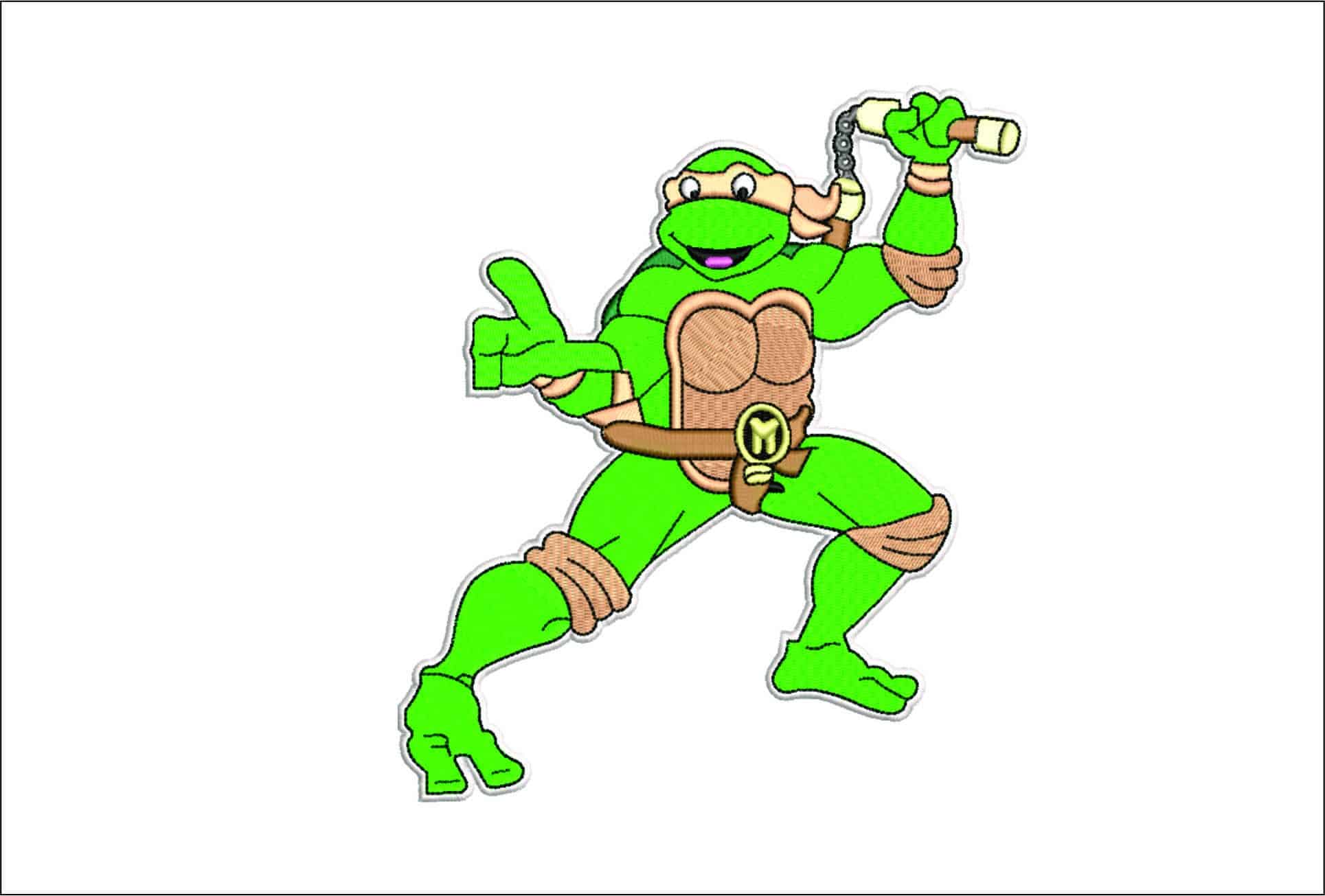 Michaelangelo Ninja Turtle- Elegant embroidery design file - instant download