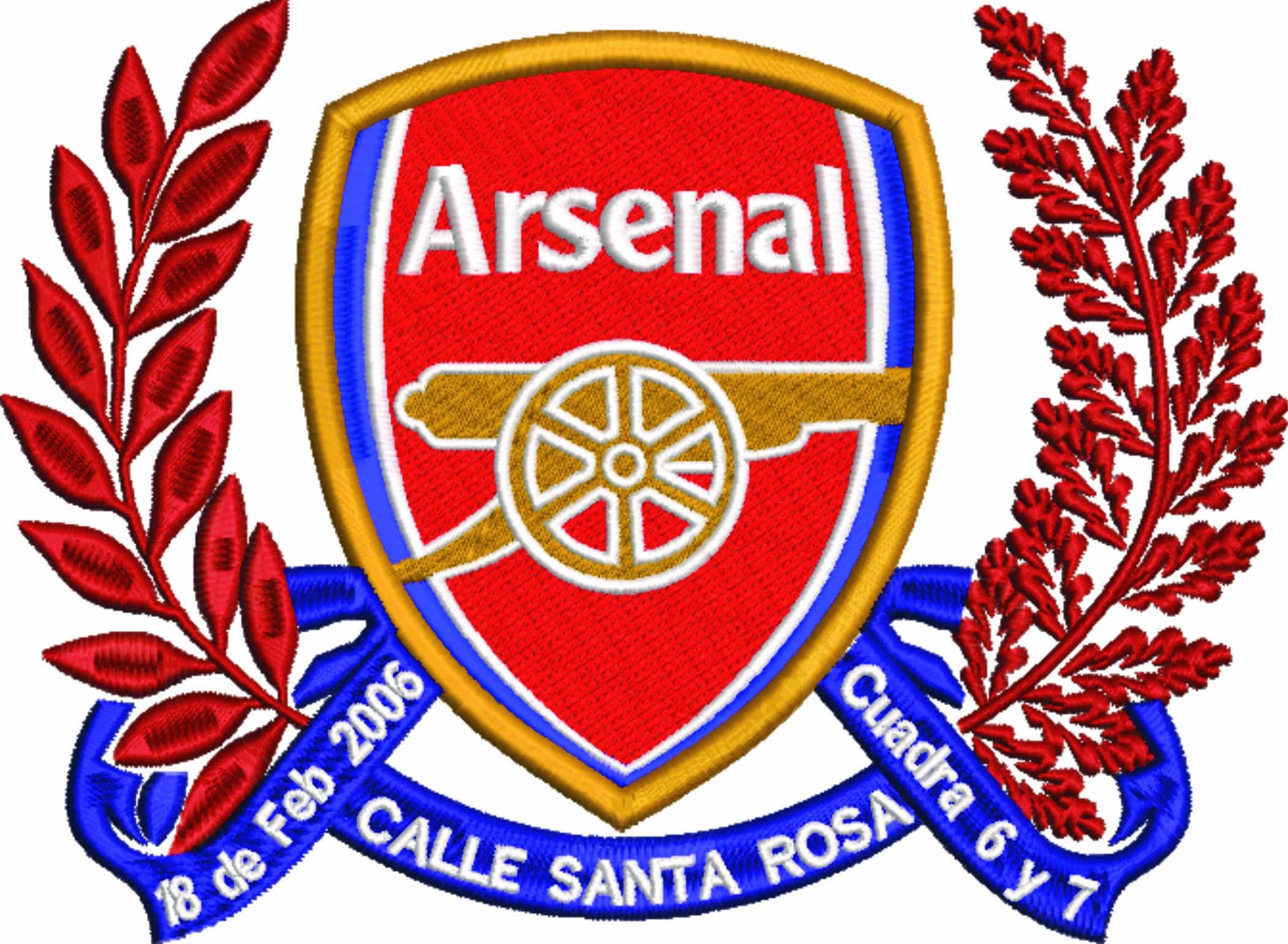 Arsenal Football Club with Wreath- Elegant embroidery design file - instant download