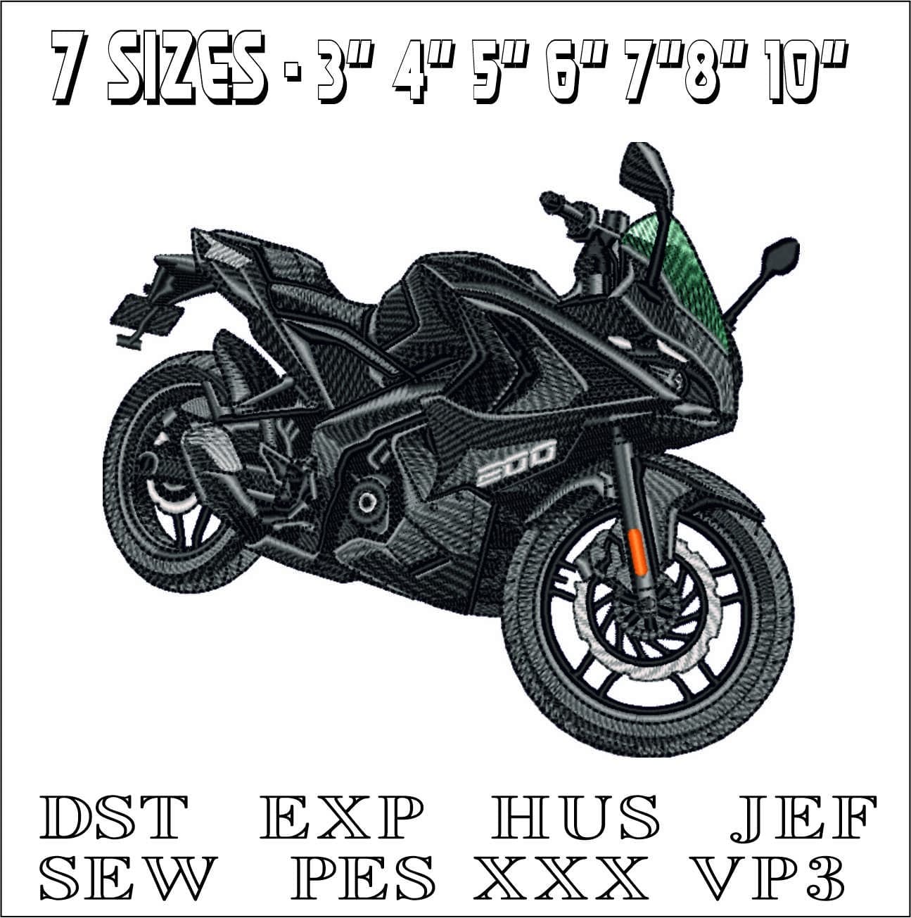 Bajaj Pulsar RS200 MotorBike- Elegant embroidery design file - instant download — view 2