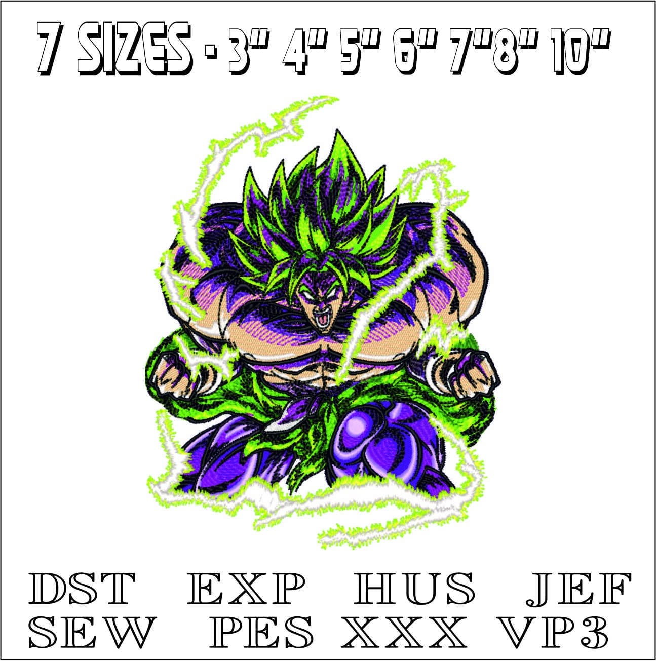 Broly Sayayin Dragon Ballz Anime- Elegant embroidery design file - instant download — view 2