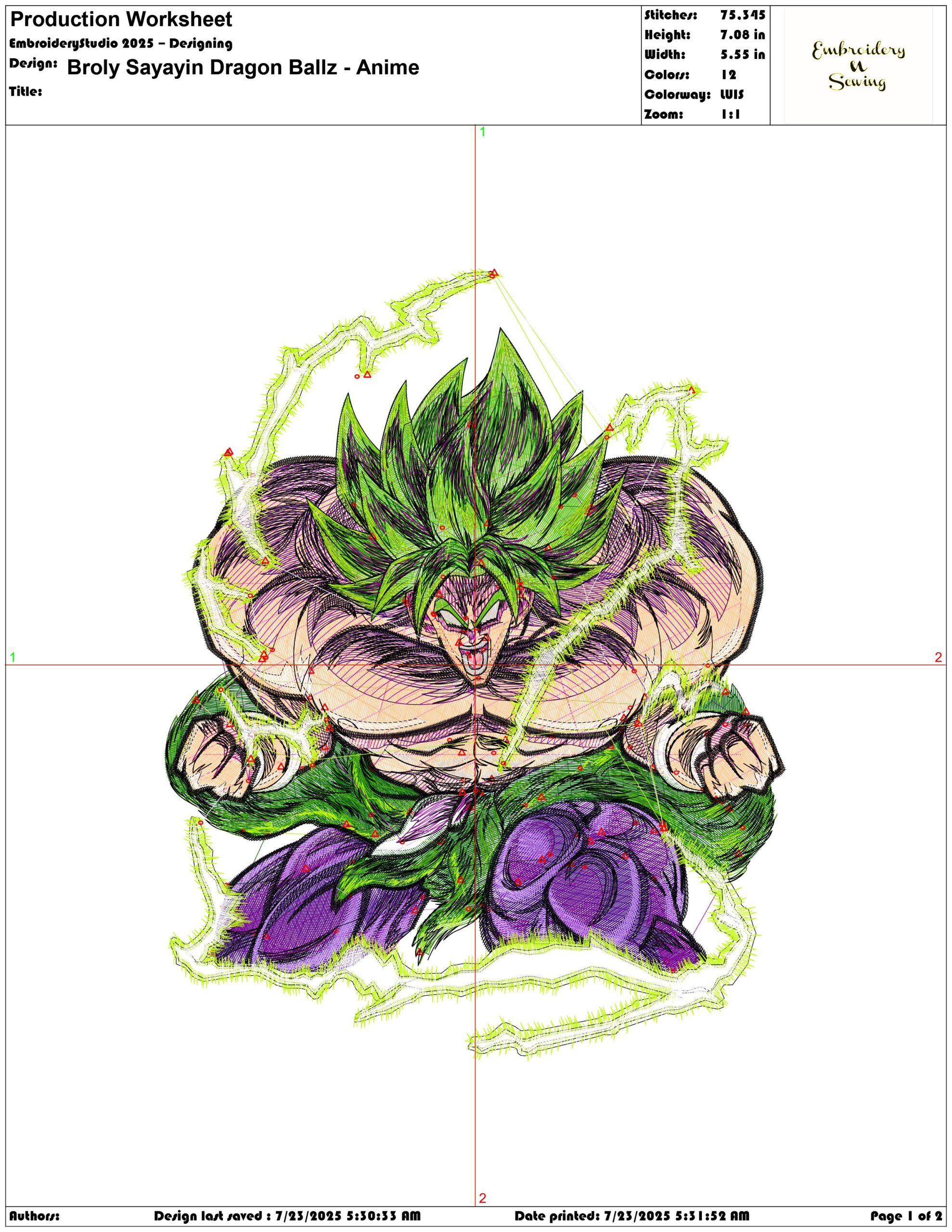 Broly Sayayin Dragon Ballz Anime- Elegant embroidery design file - instant download — view 4