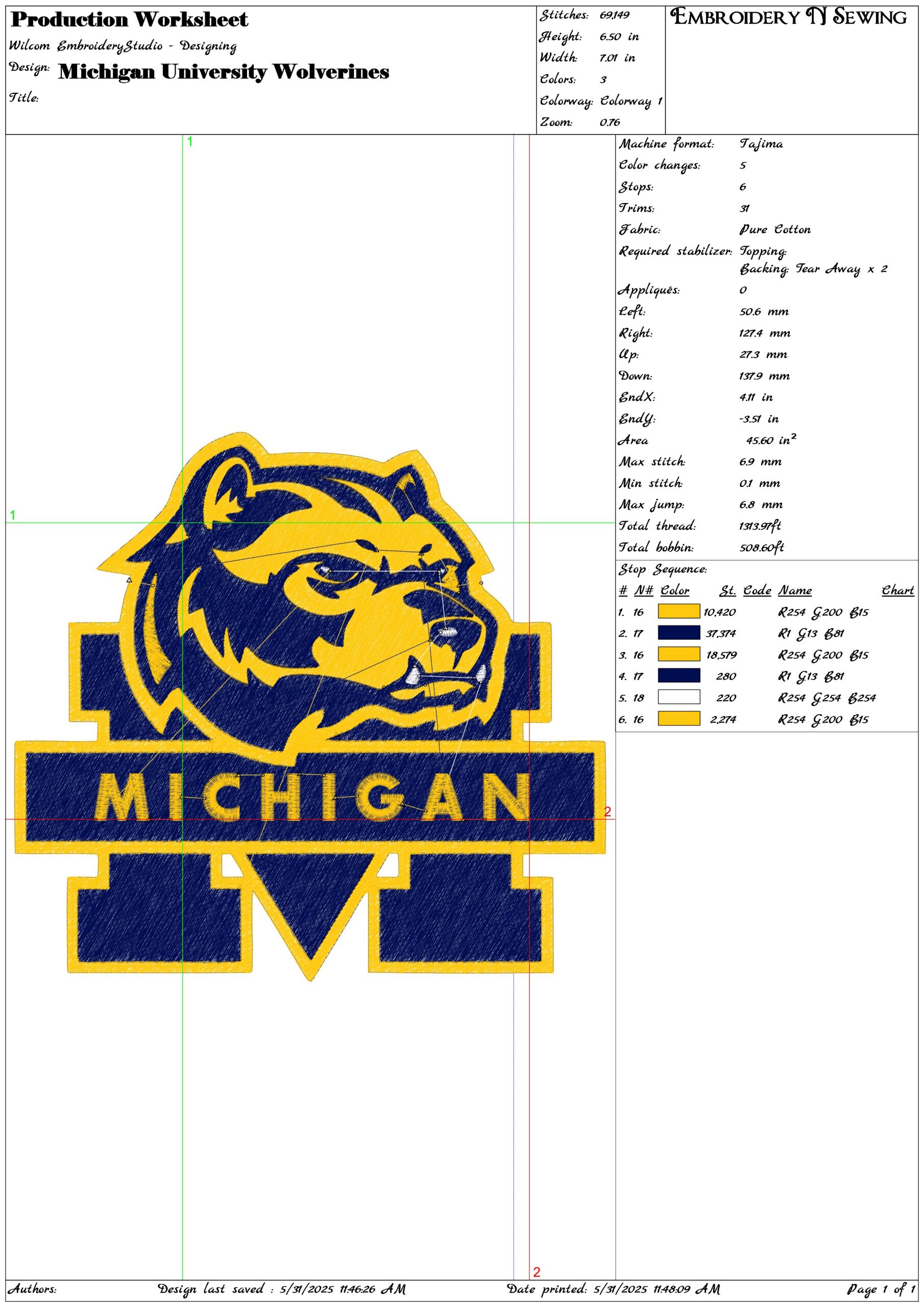 Michigan University Wolverines- Elegant embroidery design file - instant download — view 3