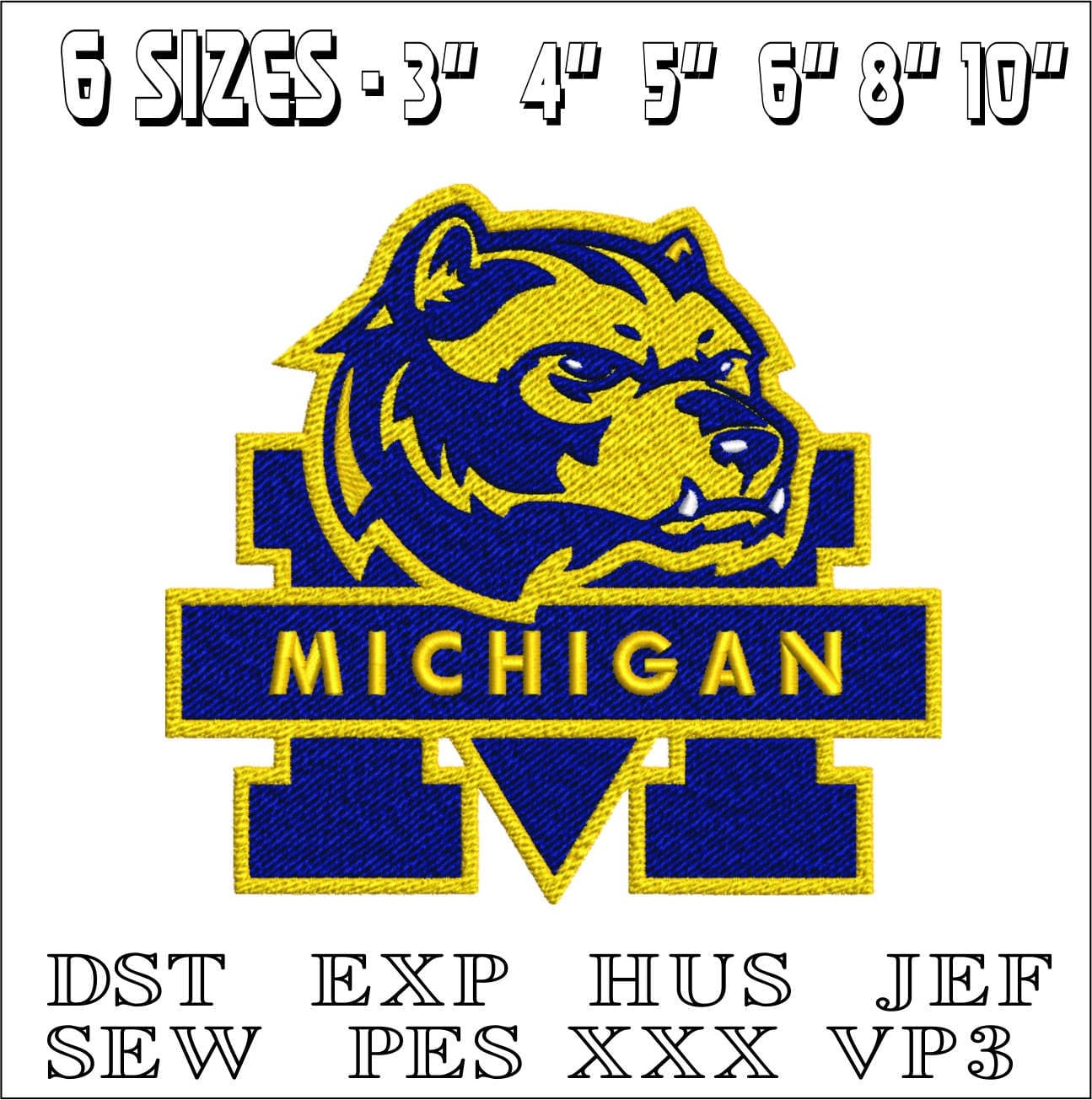 Michigan University Wolverines- Elegant embroidery design file - instant download — view 2