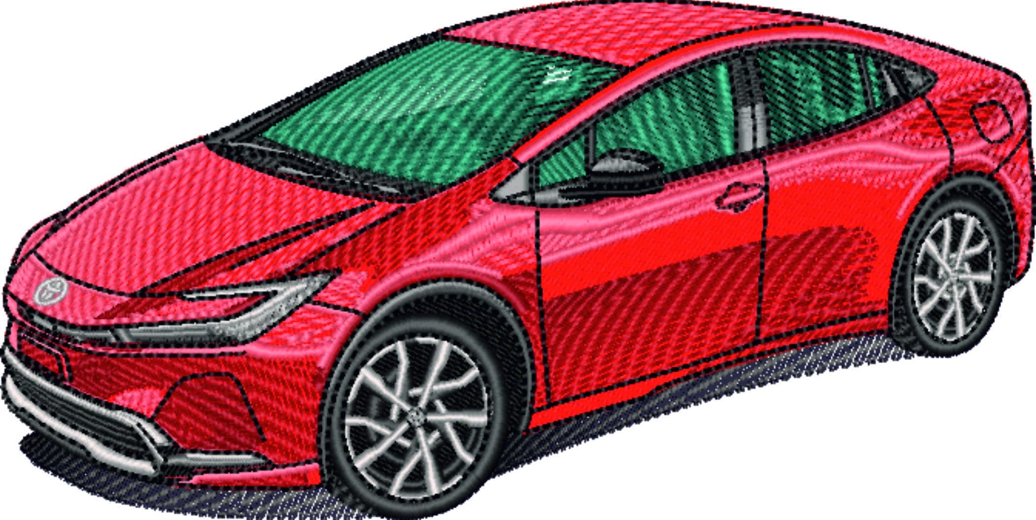 Toyota Prius- Elegant embroidery design file - instant download