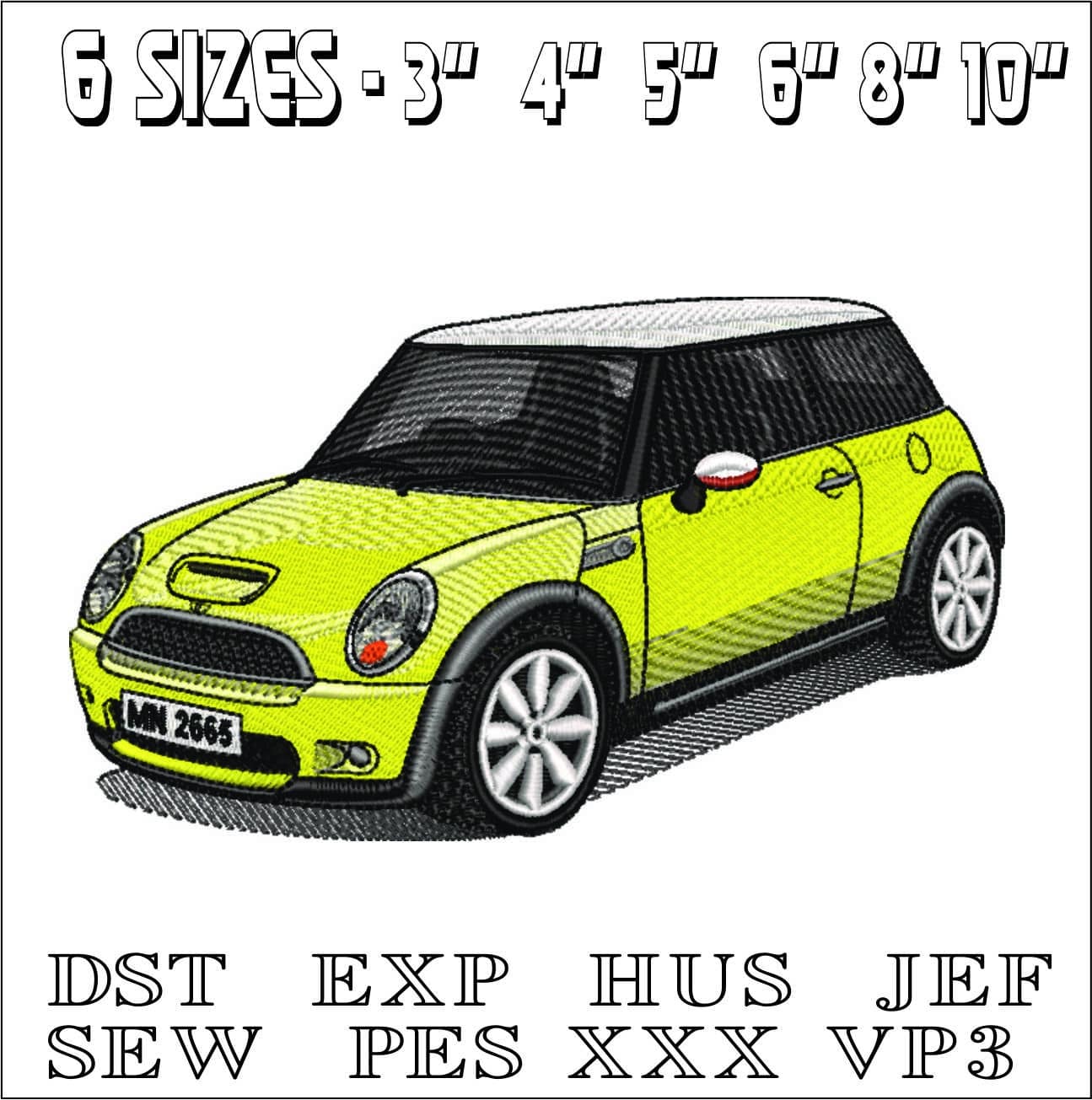 Mini Cooper S MK 1- Elegant embroidery design file - instant download — view 2