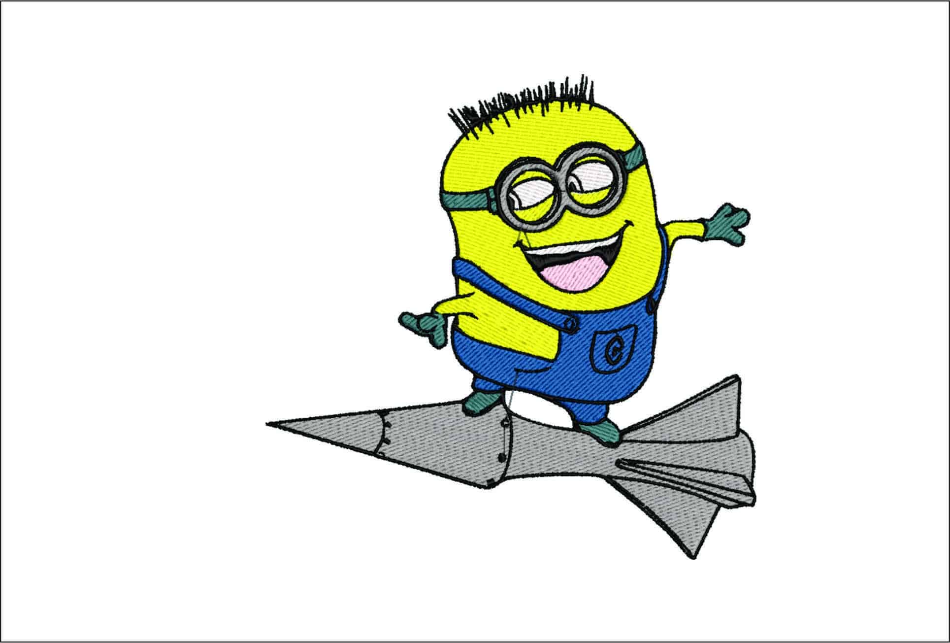 Minion Rocket- Elegant embroidery design file - instant download