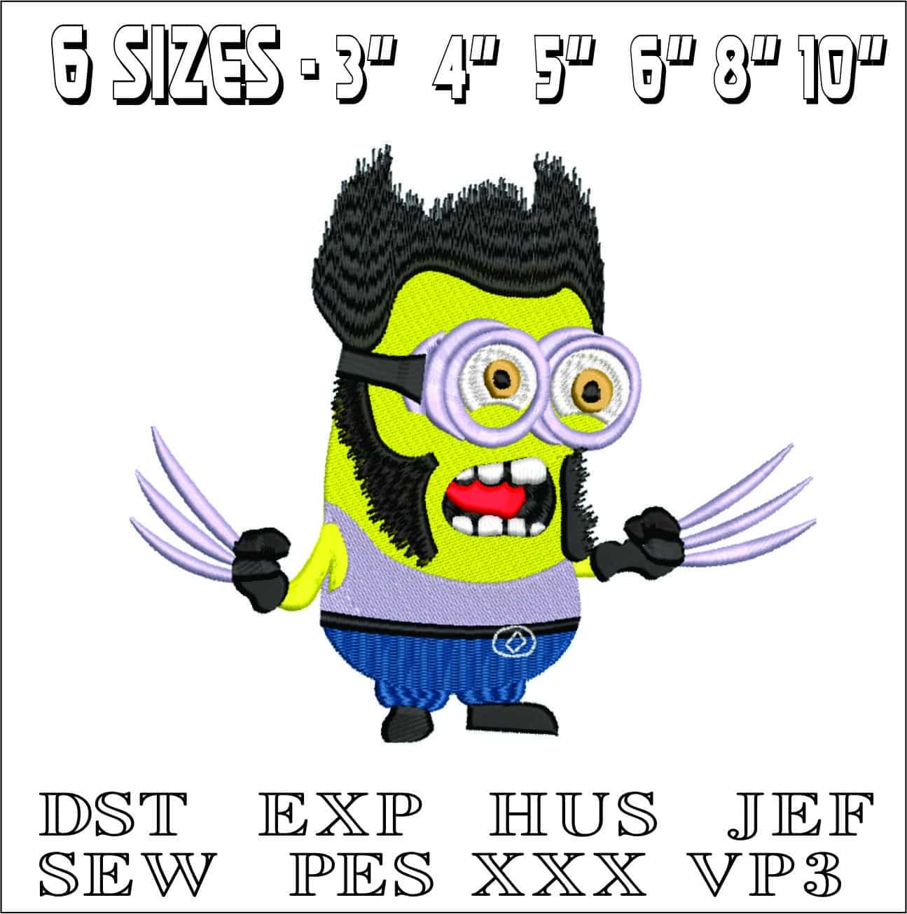 Minion Wolverine- Elegant embroidery design file - instant download — view 2