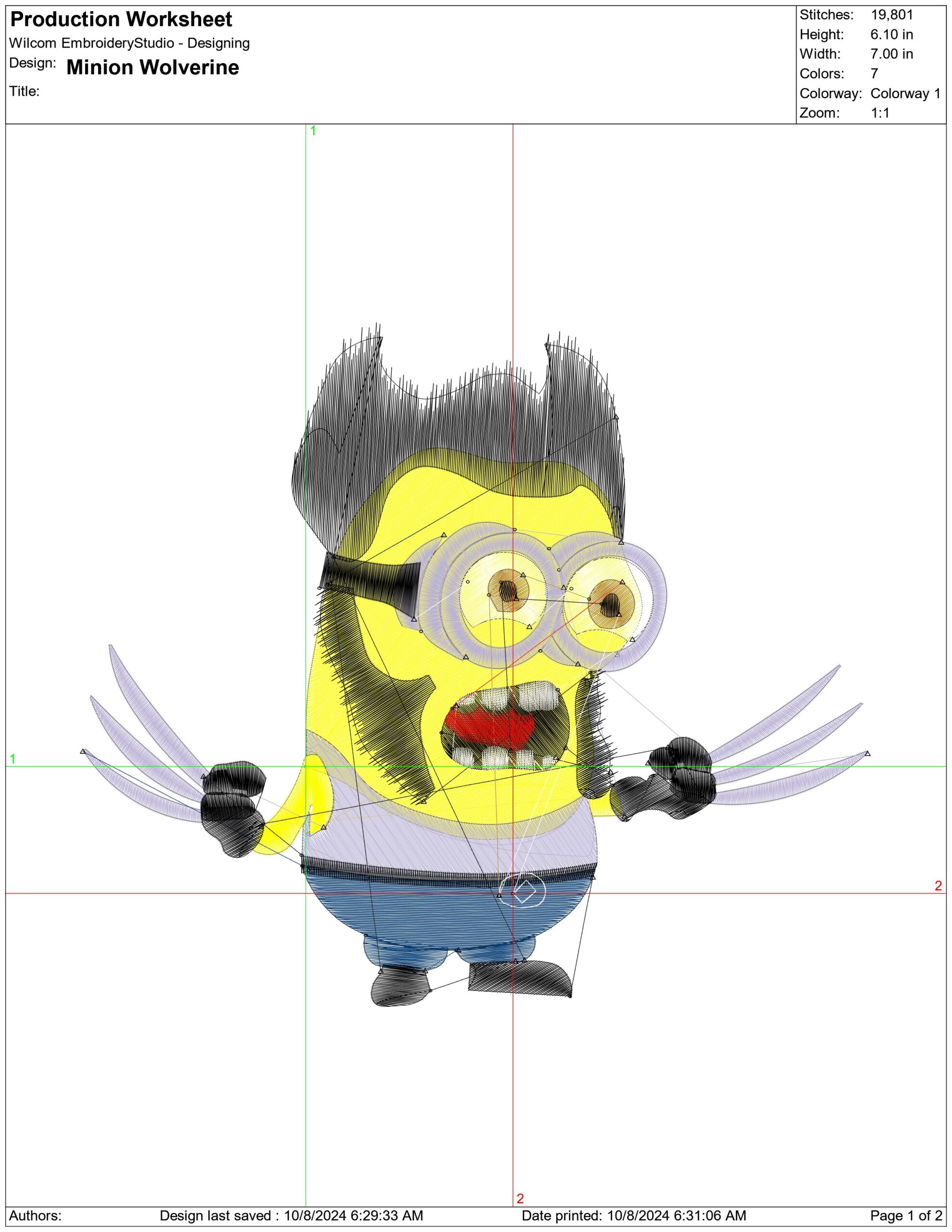 Minion Wolverine- Elegant embroidery design file - instant download — view 4