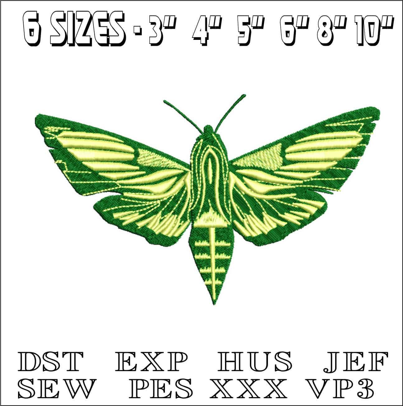 Moth- Elegant embroidery design file - instant download — view 2