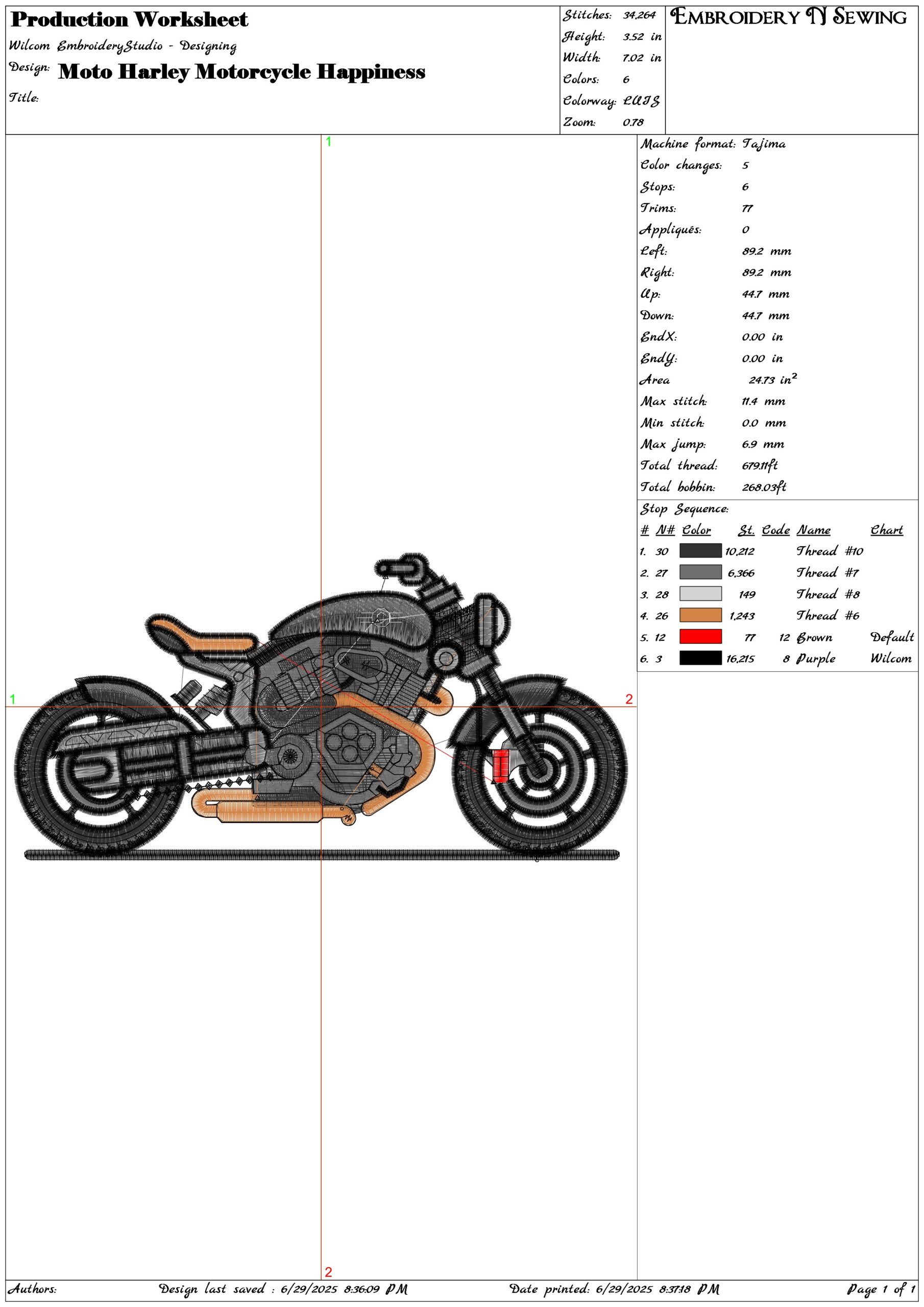 Moto Harley Motorcycle Happiness- Elegant embroidery design file - instant download — view 3