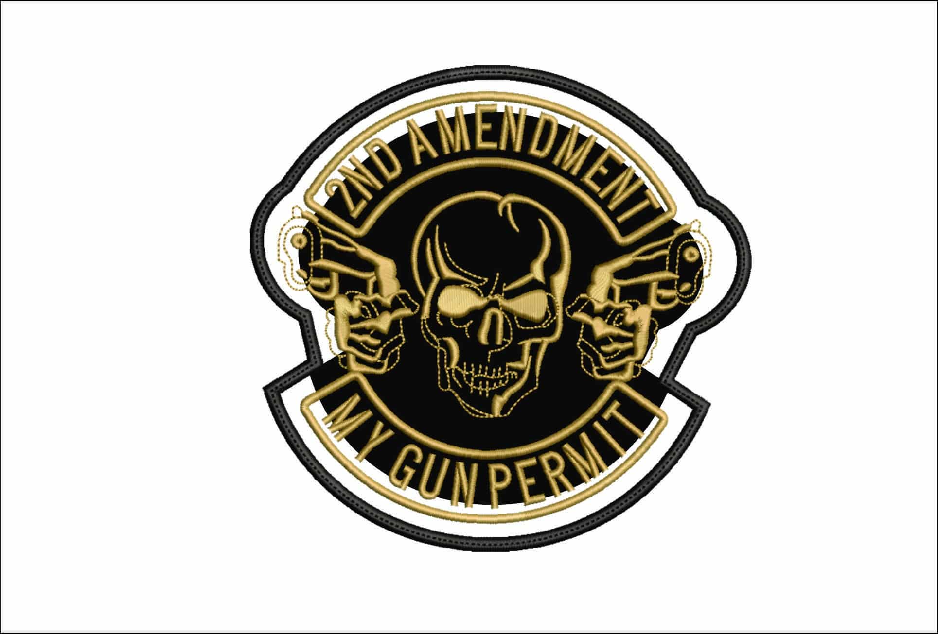 Amendment Skull- Elegant embroidery design file - instant download