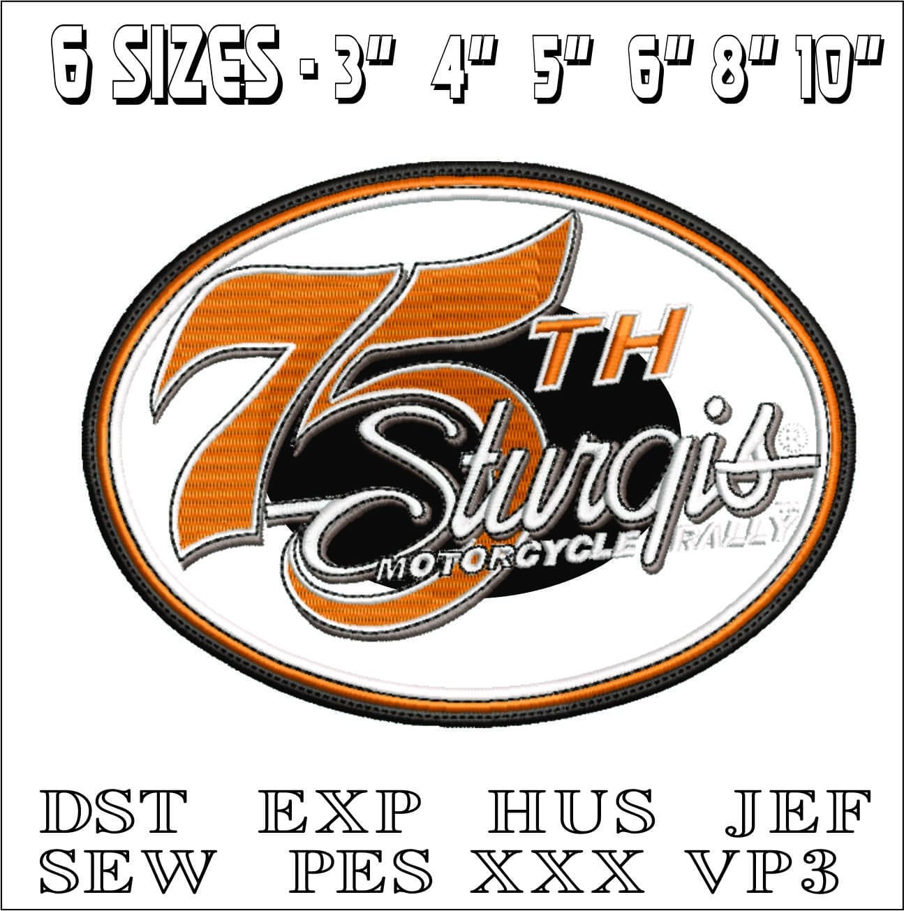 75th Sturgis- Elegant embroidery design file - instant download — view 2