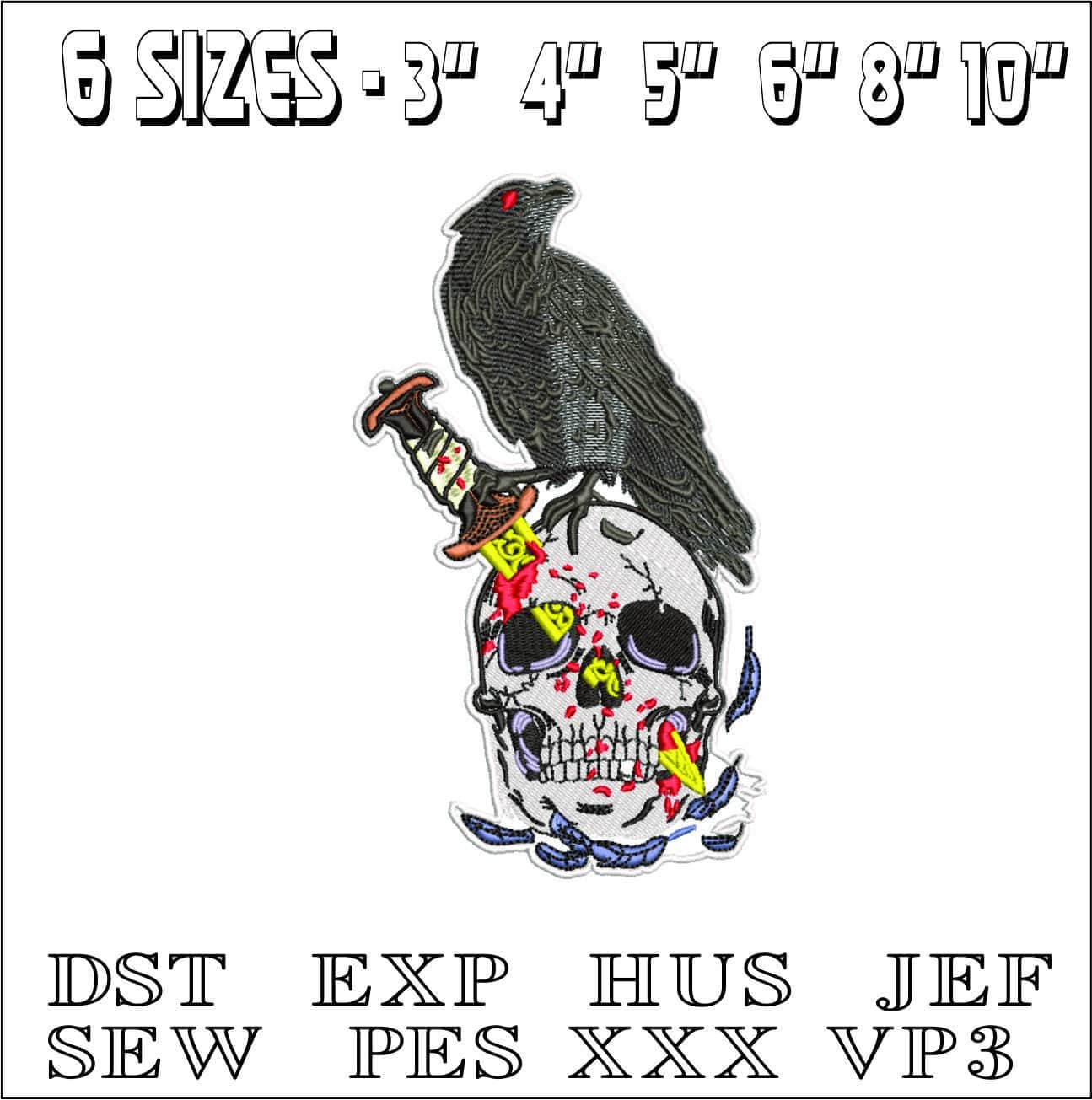 Rook and Skull- Elegant embroidery design file - instant download — view 2