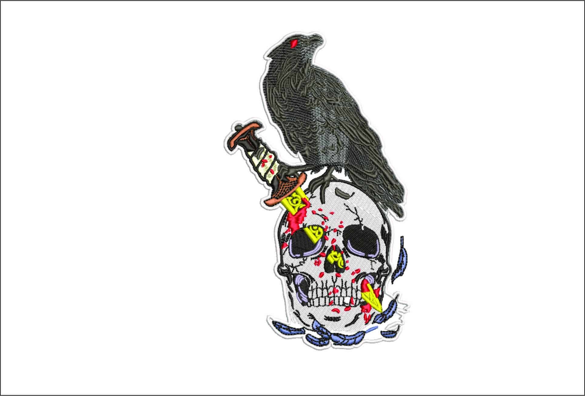 Rook and Skull- Elegant embroidery design file - instant download