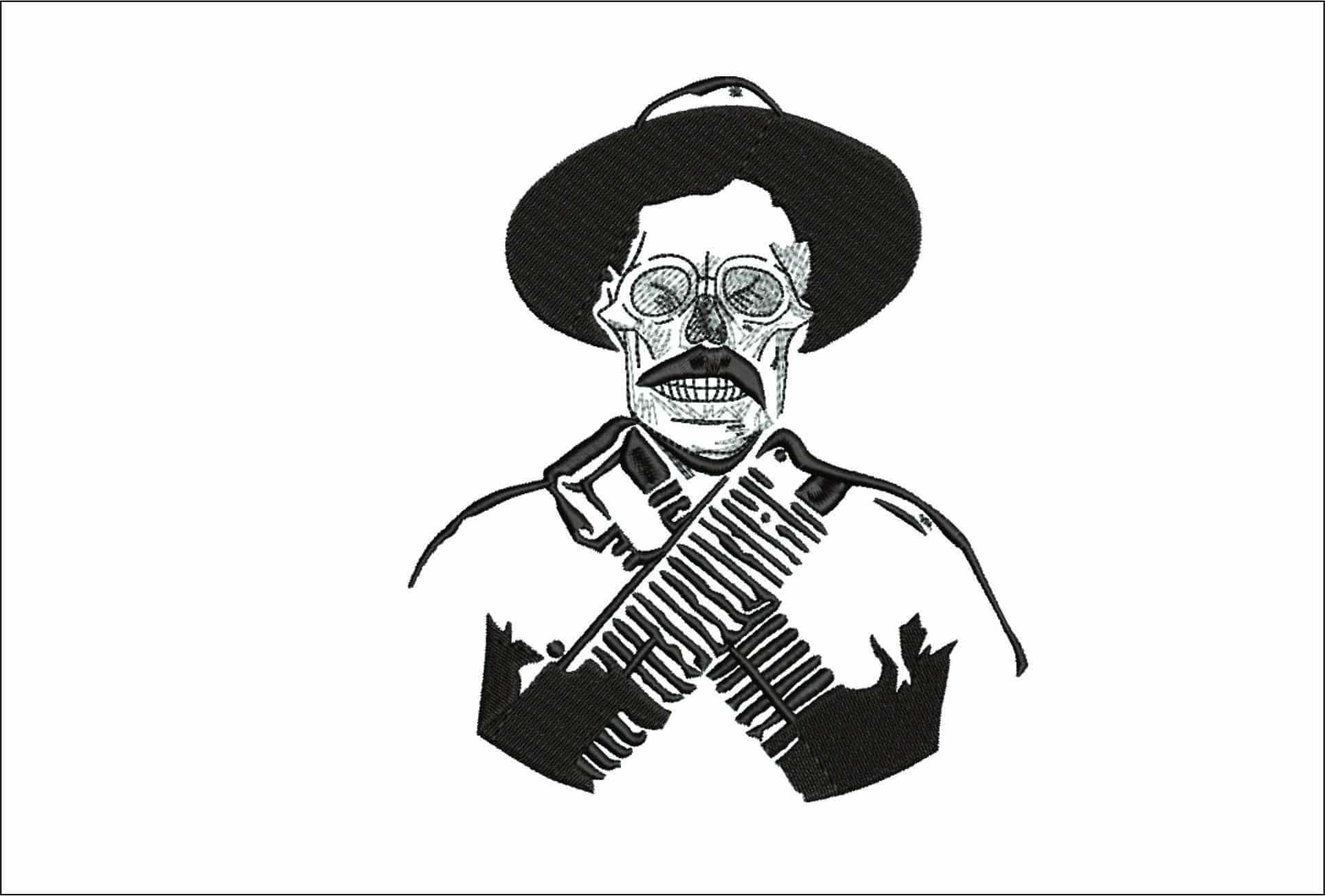 Skeleton Ammo Belt- Elegant embroidery design file - instant download