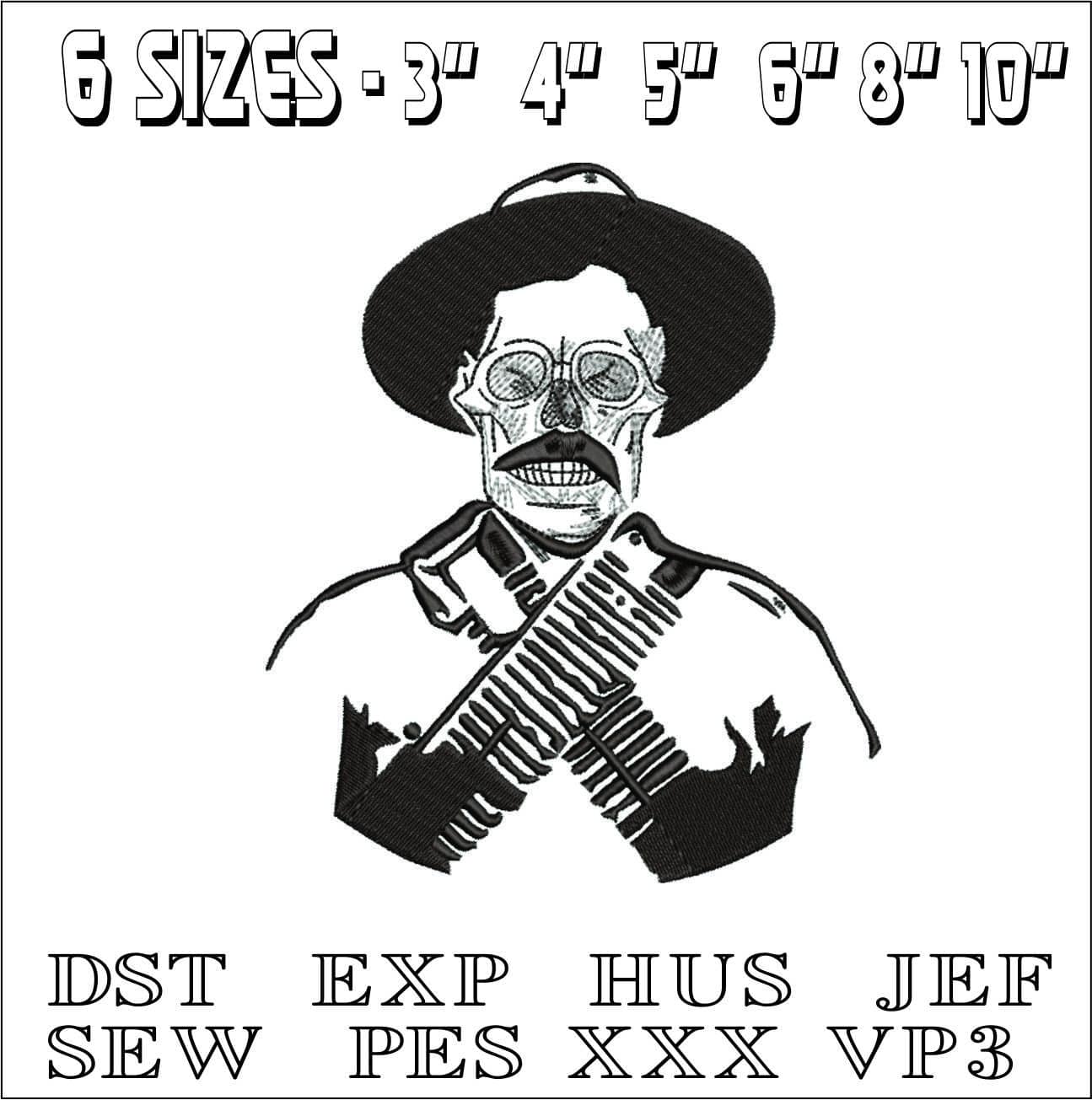 Skeleton Ammo Belt- Elegant embroidery design file - instant download — view 2