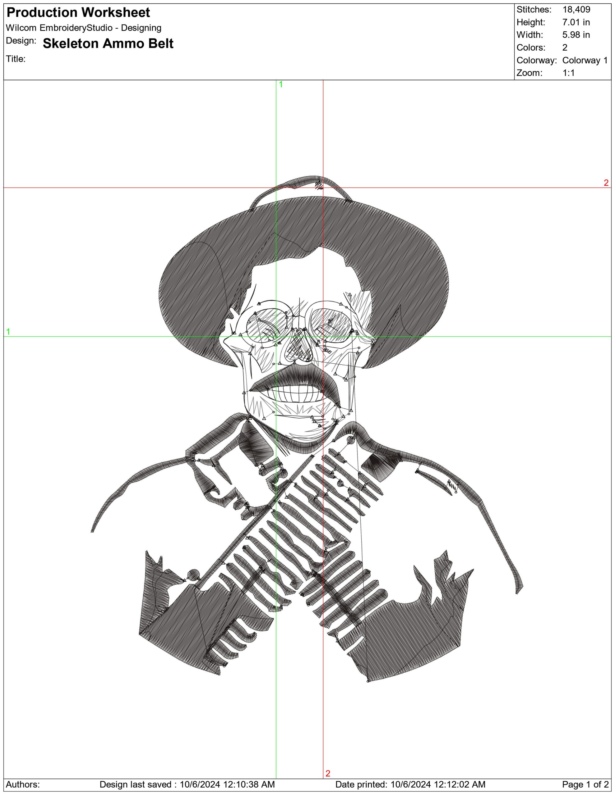 Skeleton Ammo Belt- Elegant embroidery design file - instant download — view 4