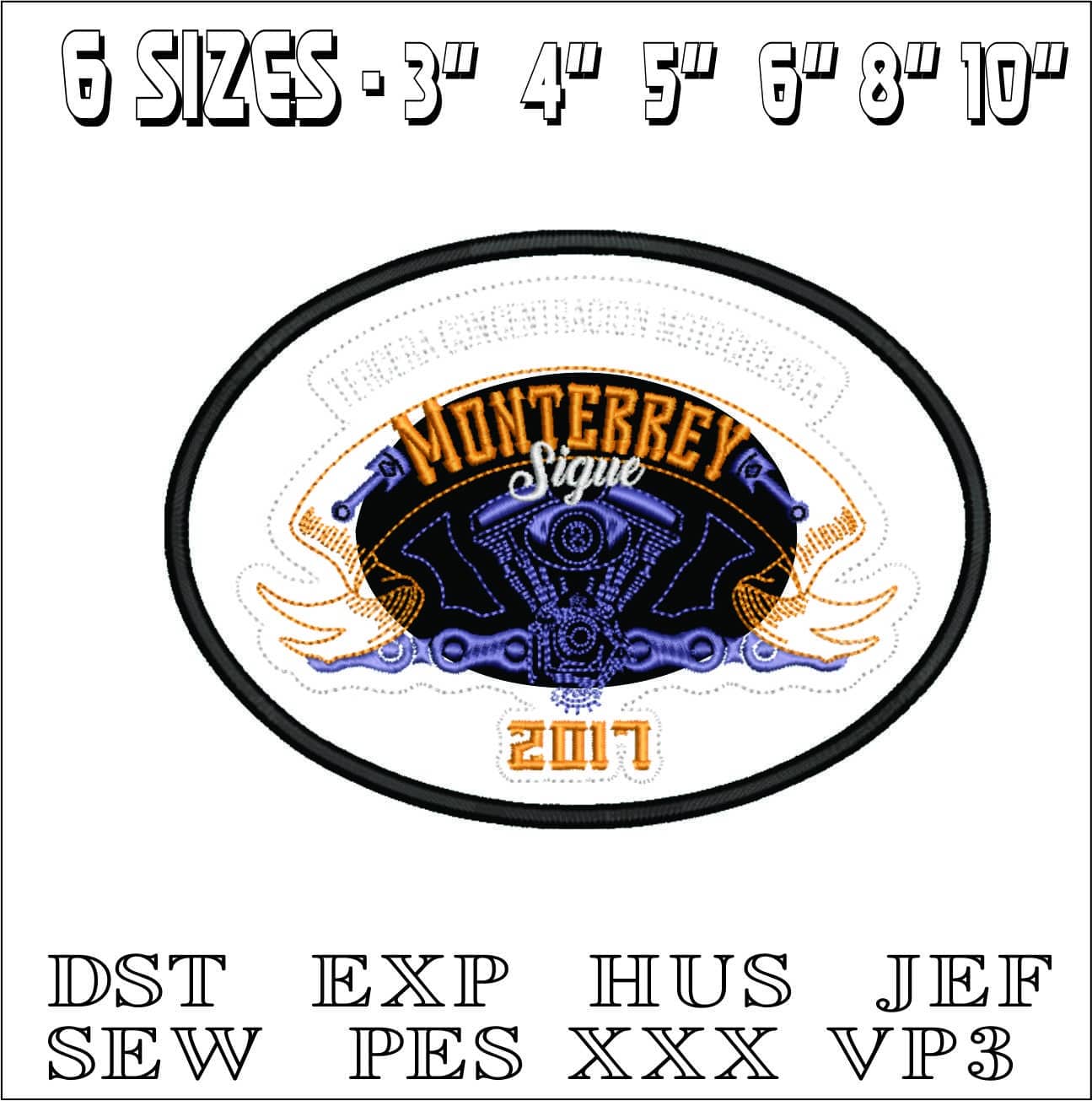 Monterrey MC- Elegant embroidery design file - instant download — view 2