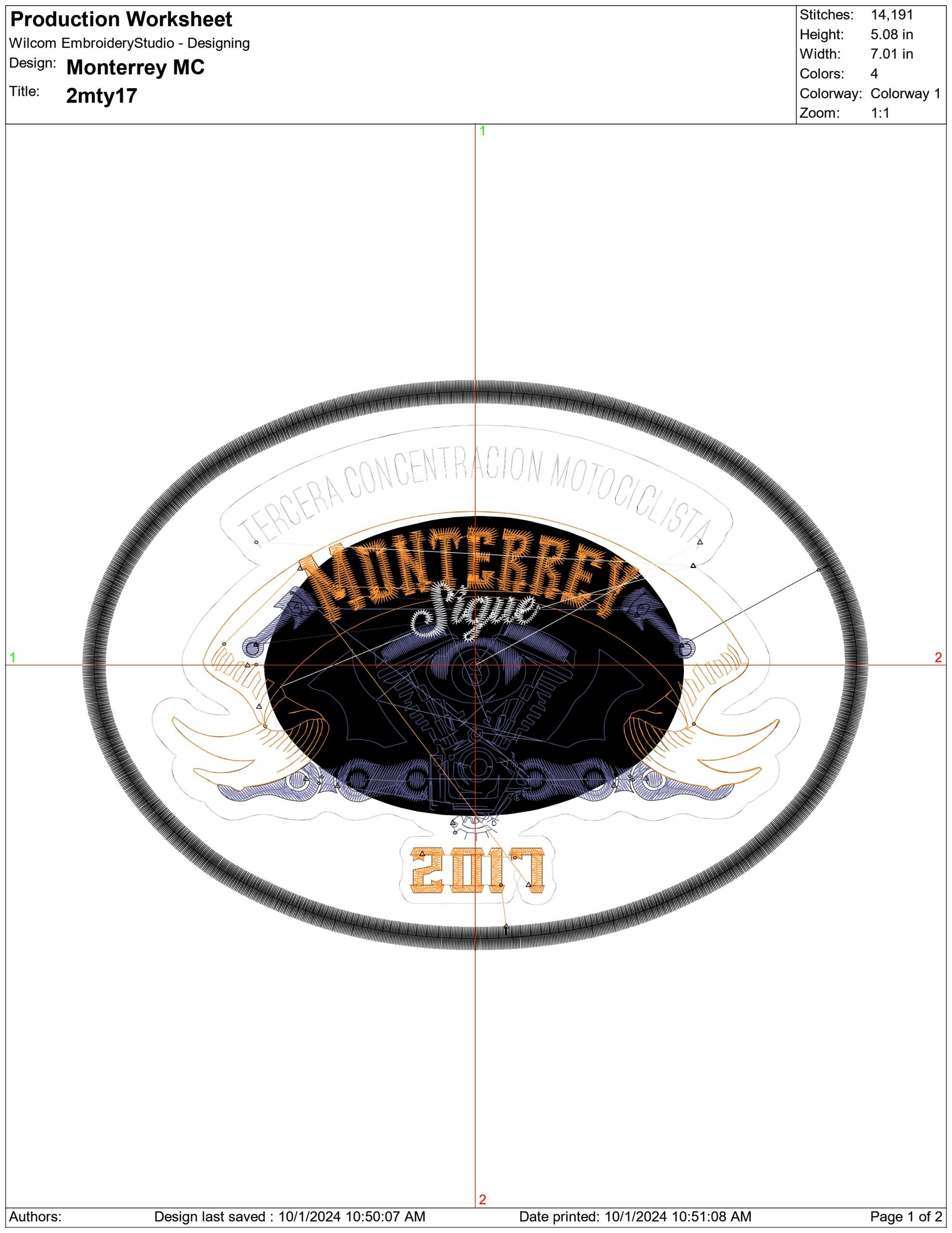 Monterrey MC- Elegant embroidery design file - instant download — view 4