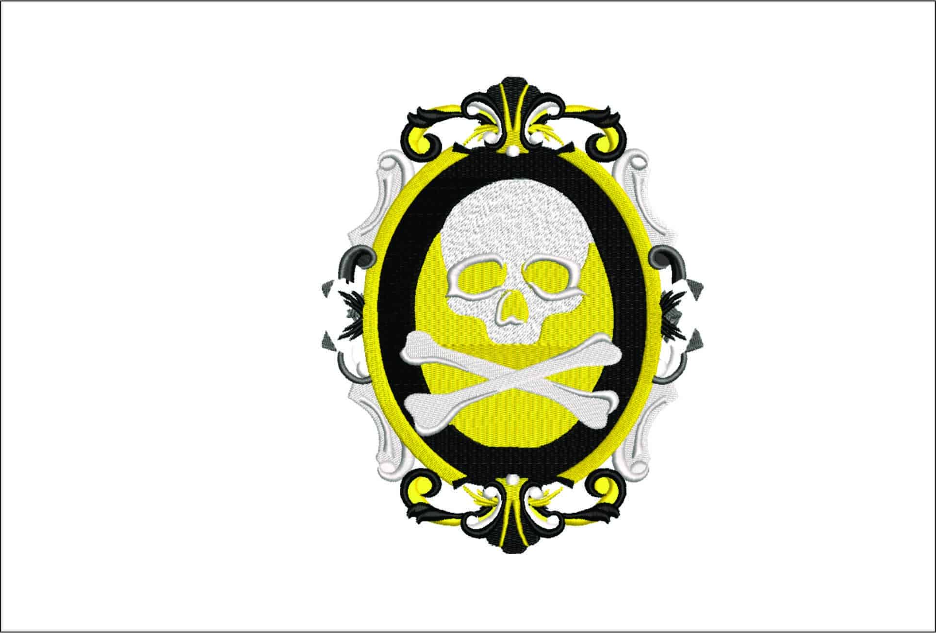 Skull Cross bones Frame- Elegant embroidery design file - instant download