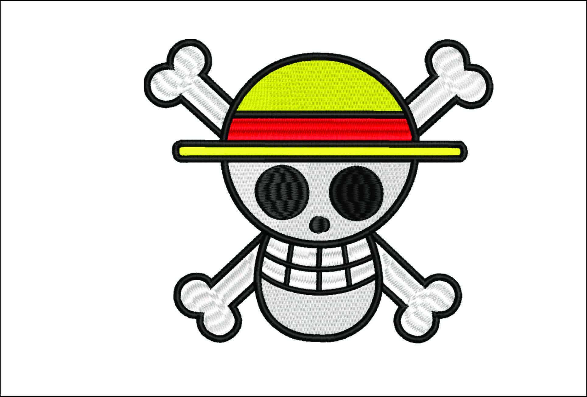 Skull Cross Bones yellow hat- Elegant embroidery design file - instant download