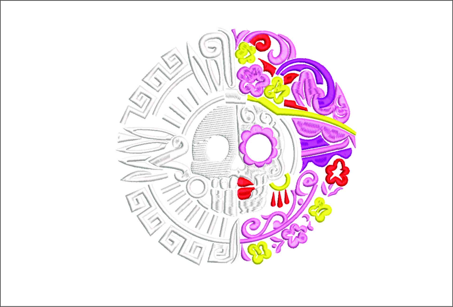 Skull mono color-Elegant embroidery design file - instant download