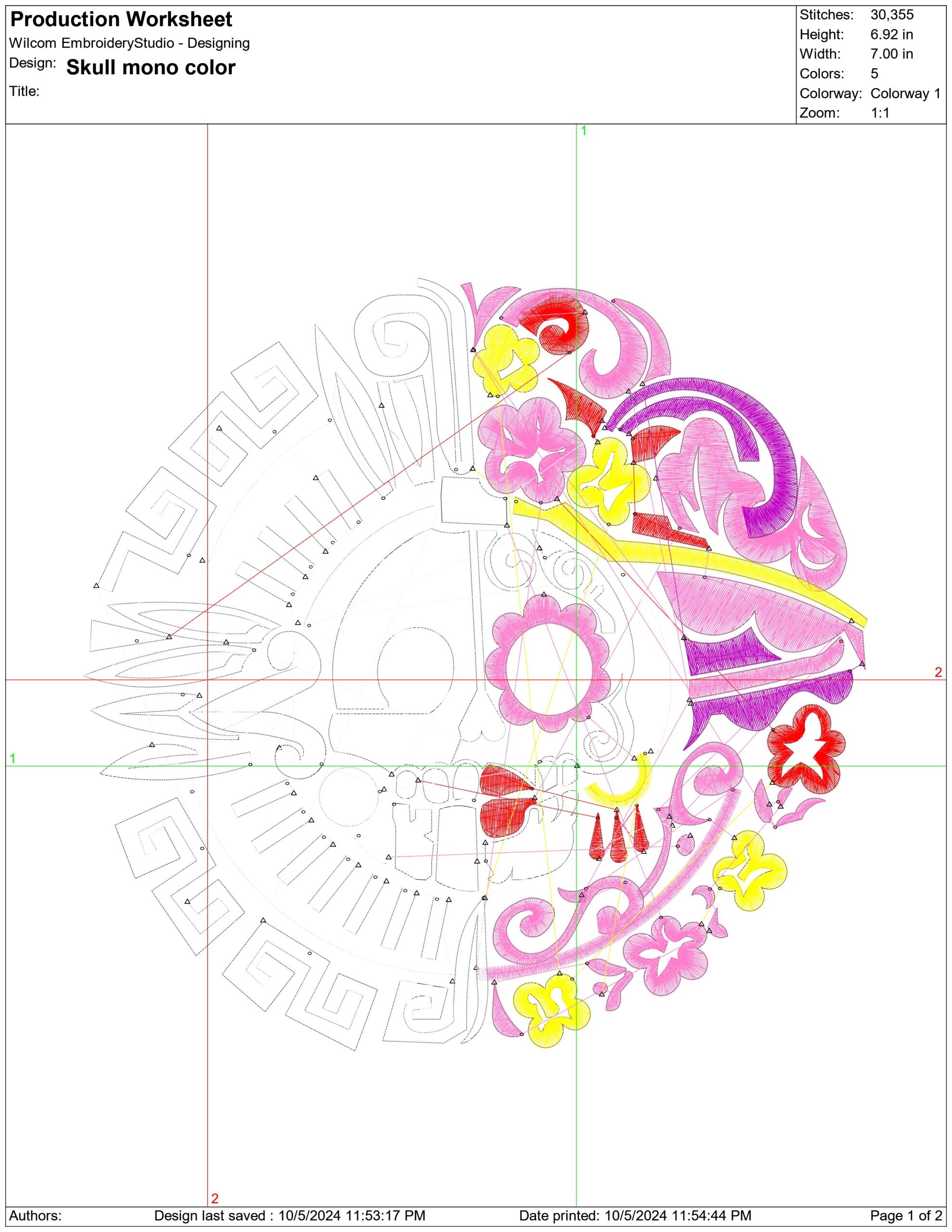 Skull mono color-Elegant embroidery design file - instant download — view 4