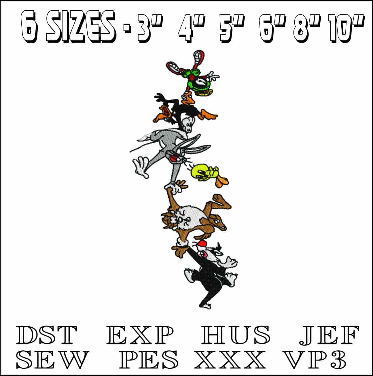 Looney Tunes Hanging-Elegant embroidery design file - instant download — view 2