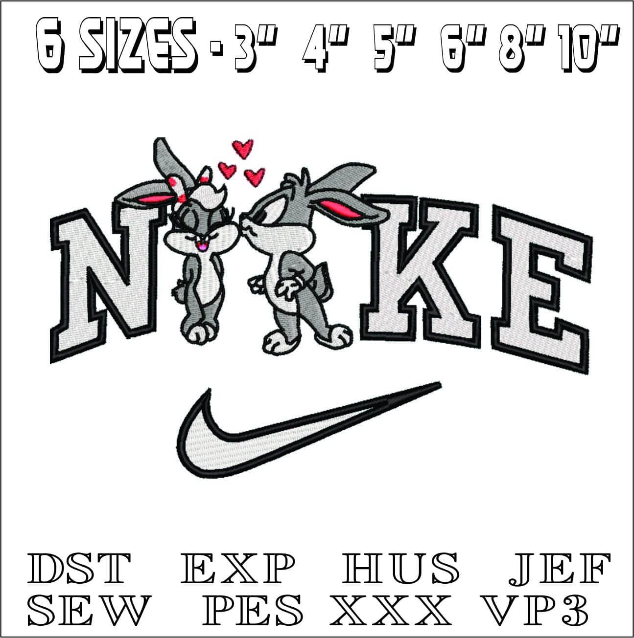 Nike Baby Buggs kiss-Elegant embroidery design file - instant download — view 2
