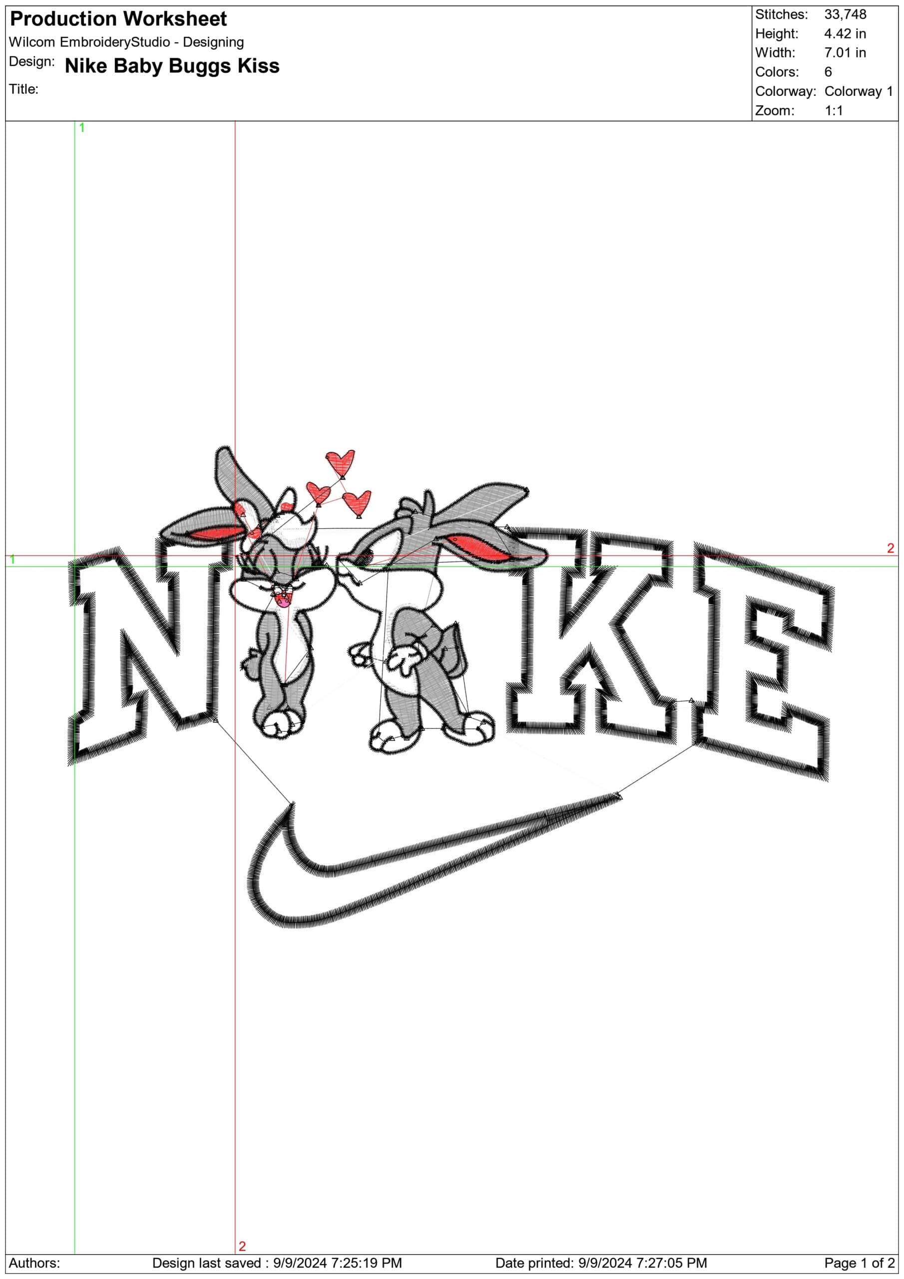 Nike Baby Buggs kiss-Elegant embroidery design file - instant download — view 4
