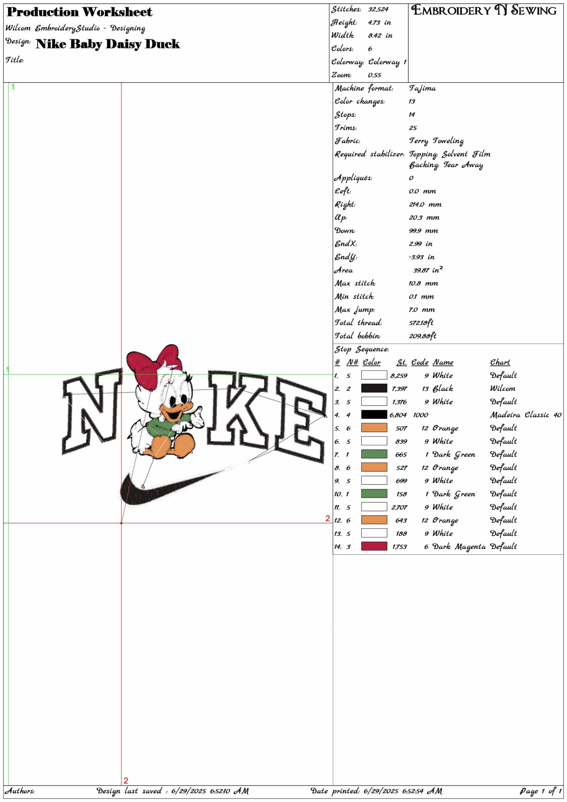 Nike Baby Daisy Duck-Elegant embroidery design file - instant download — view 3