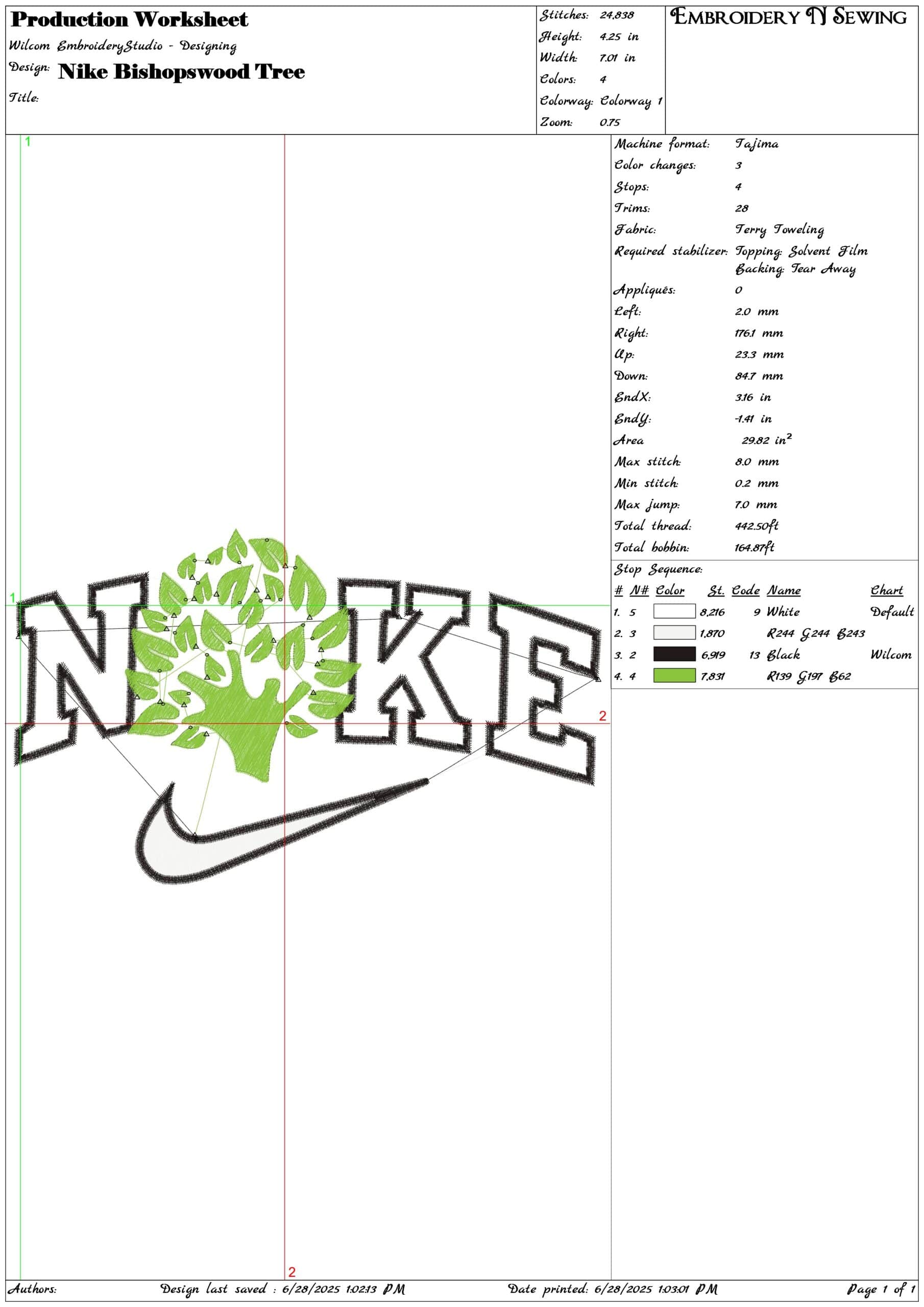 Nike Bishopswood Tree-Elegant embroidery design file - instant download — view 3