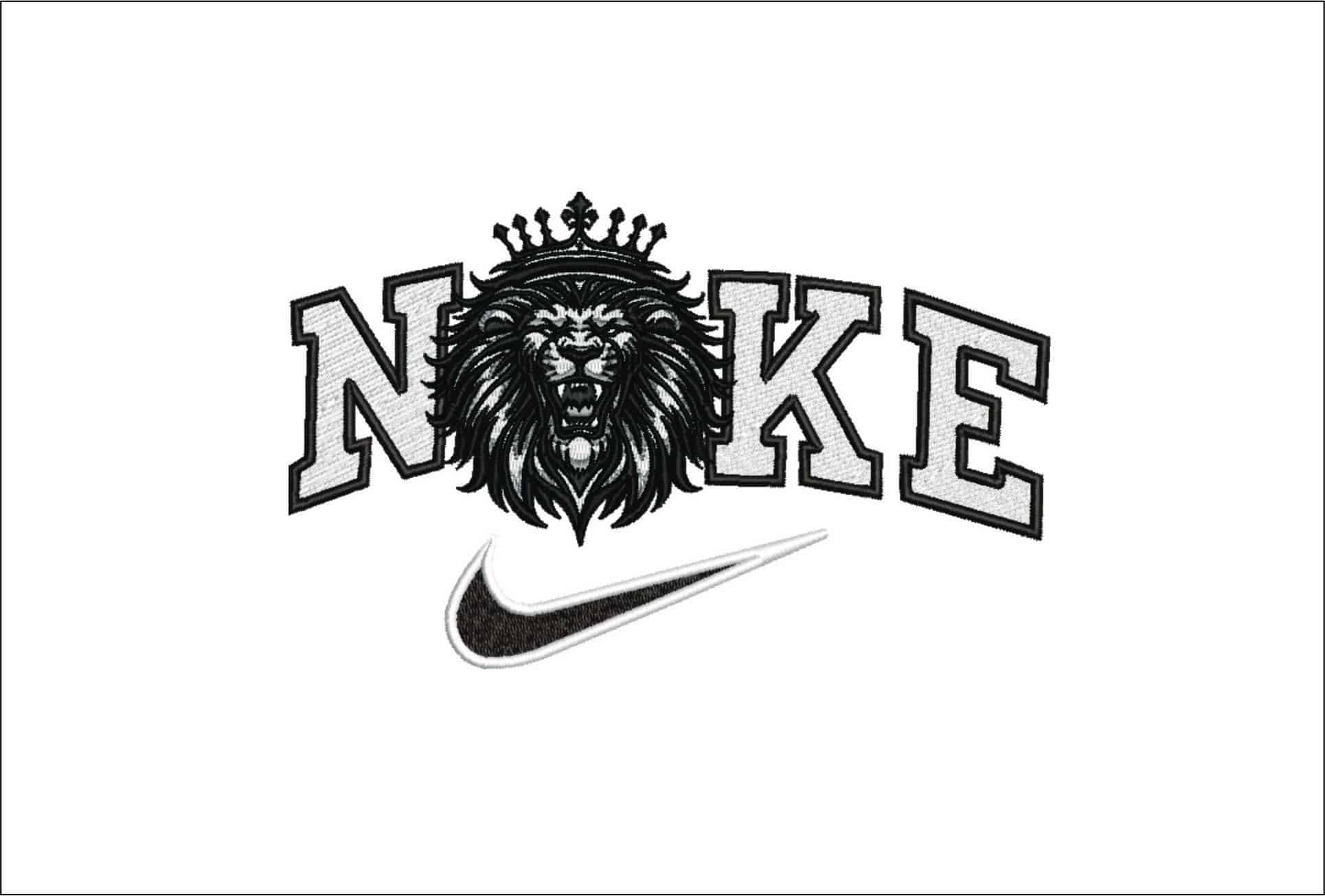 Nike Black White Lion King Roaring-Elegant embroidery design file - instant download