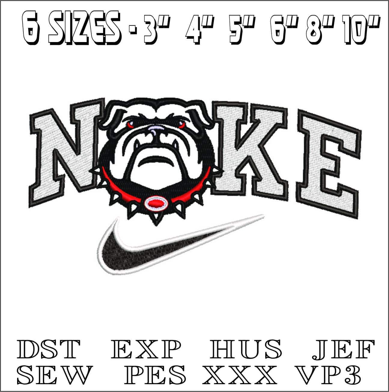 Nike Bulldog Face Applique-Elegant embroidery design file - instant download — view 2