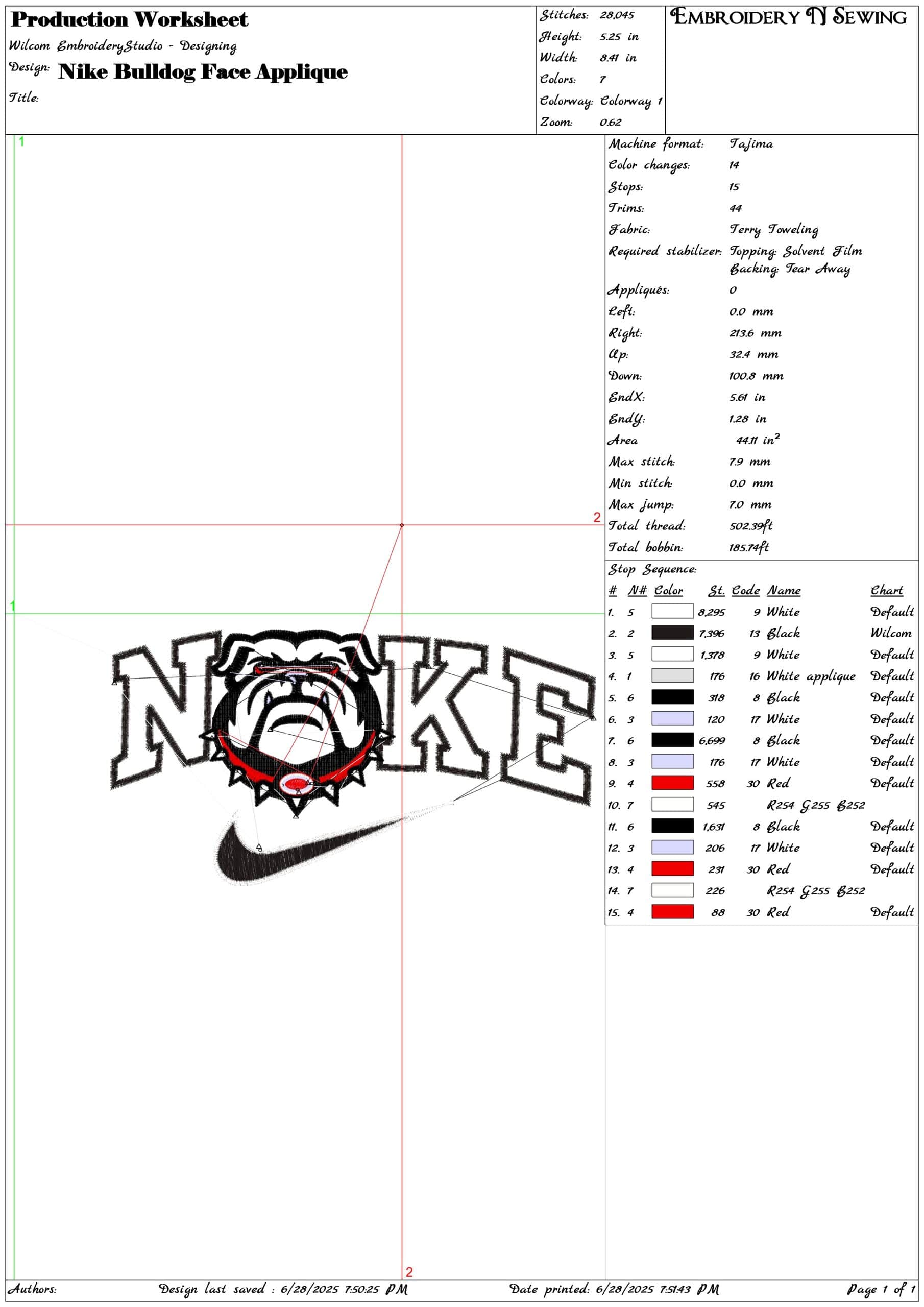 Nike Bulldog Face Applique-Elegant embroidery design file - instant download — view 3