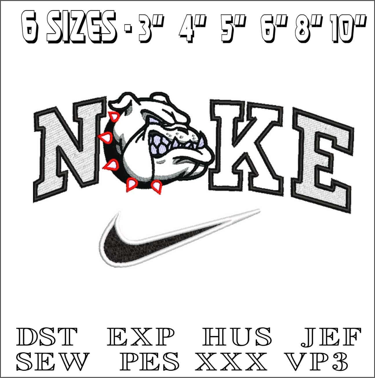 Nike Bulldog Side Growl Applique-Elegant embroidery design file - instant download — view 2