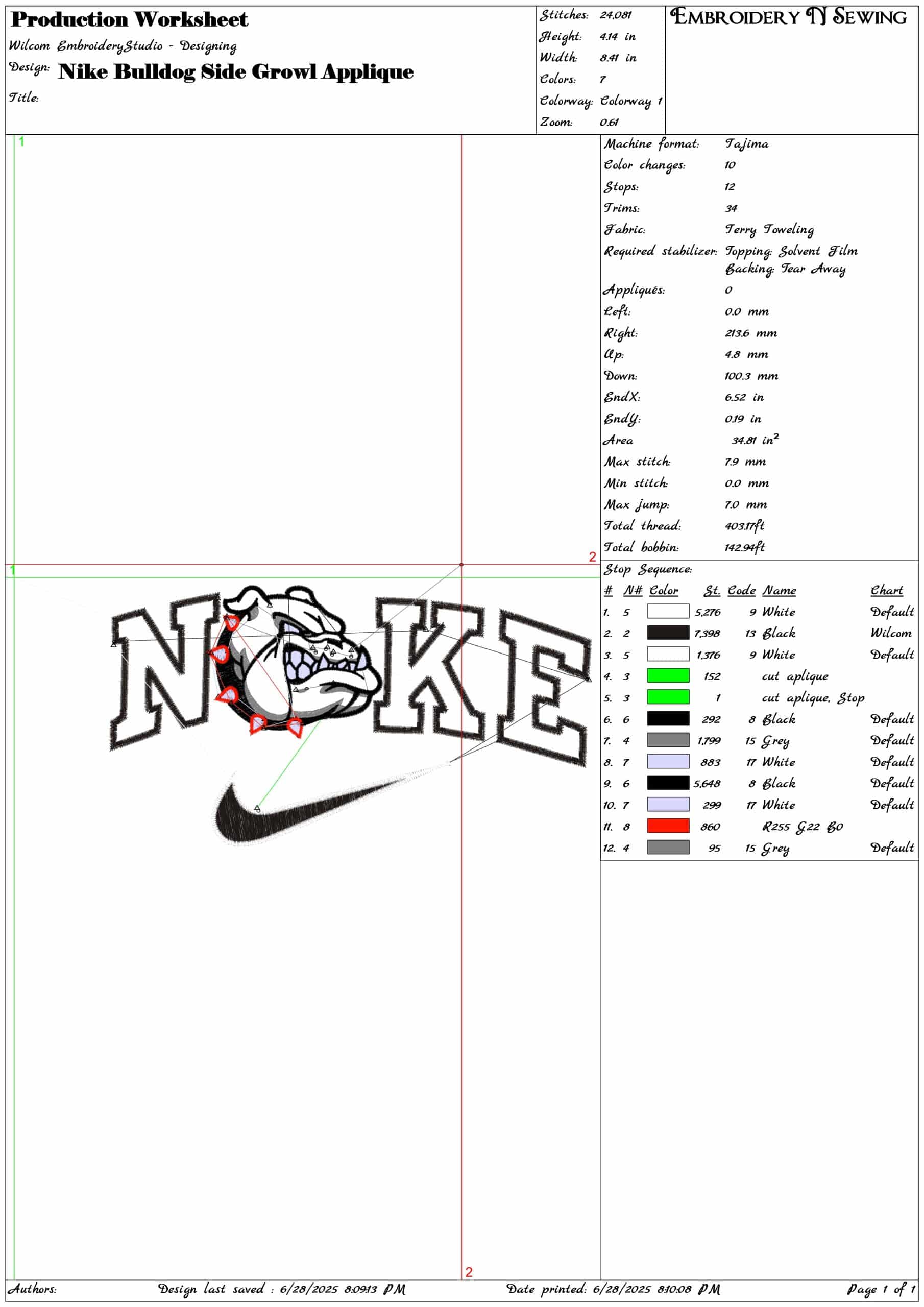 Nike Bulldog Side Growl Applique-Elegant embroidery design file - instant download — view 3