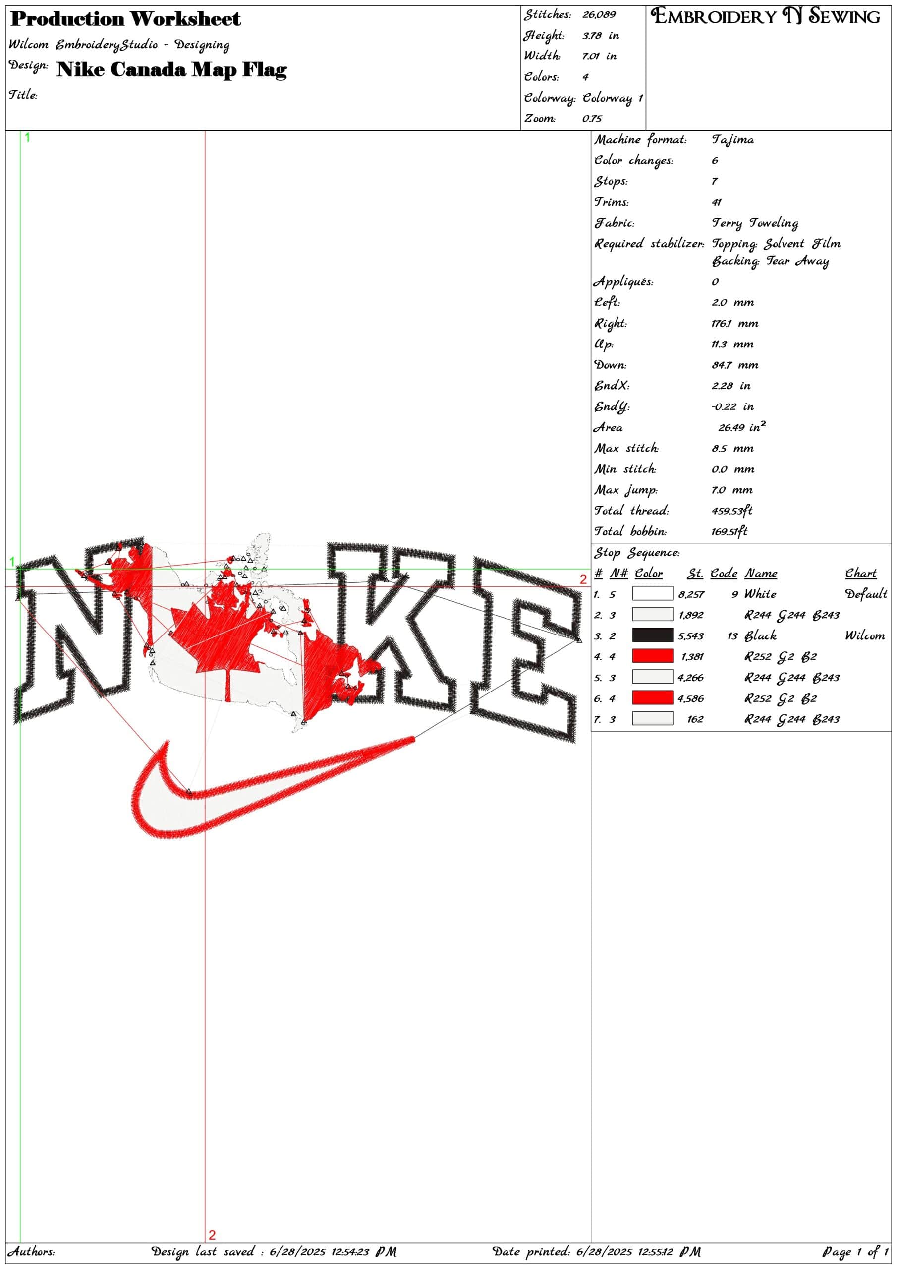 Nike Canada Map Flag-Elegant embroidery design file - instant download — view 3