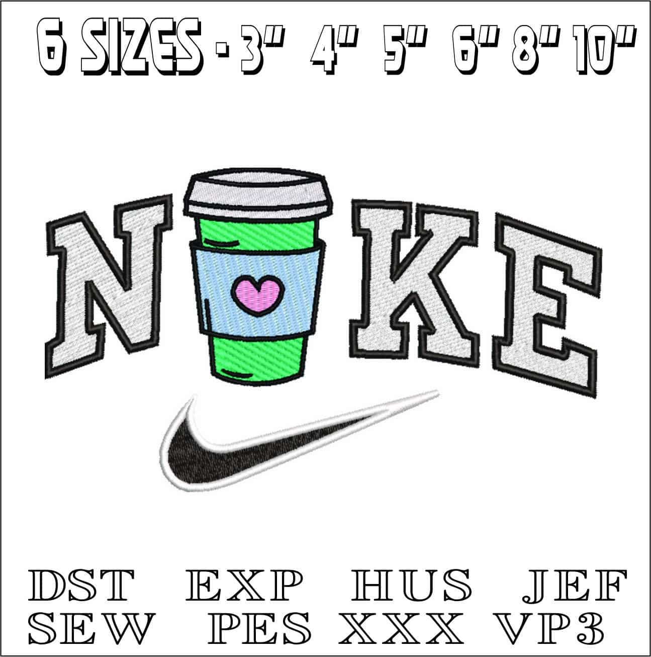 Nike Coffee-Elegant embroidery design file - instant download — view 2