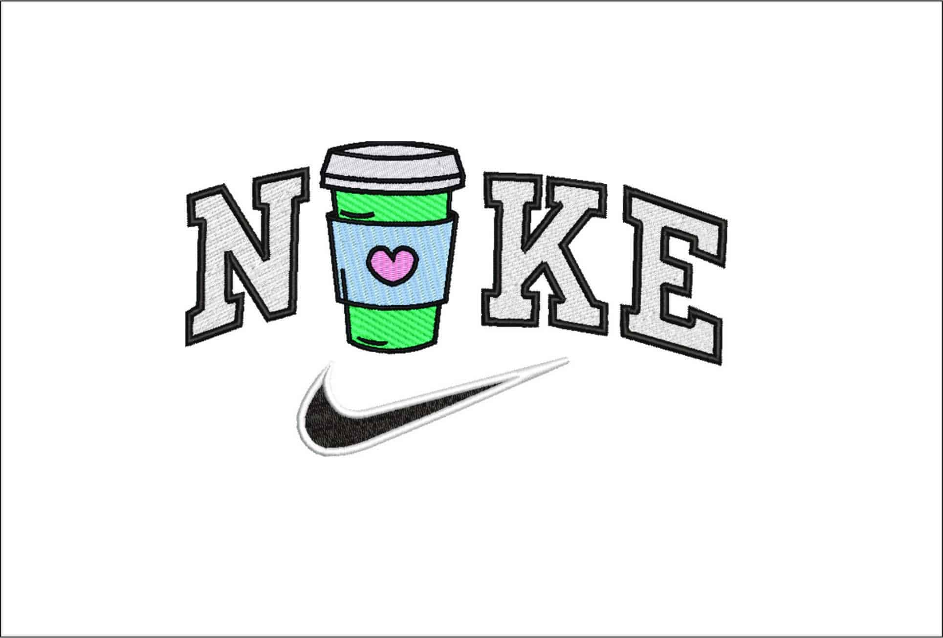 Nike Coffee-Elegant embroidery design file - instant download