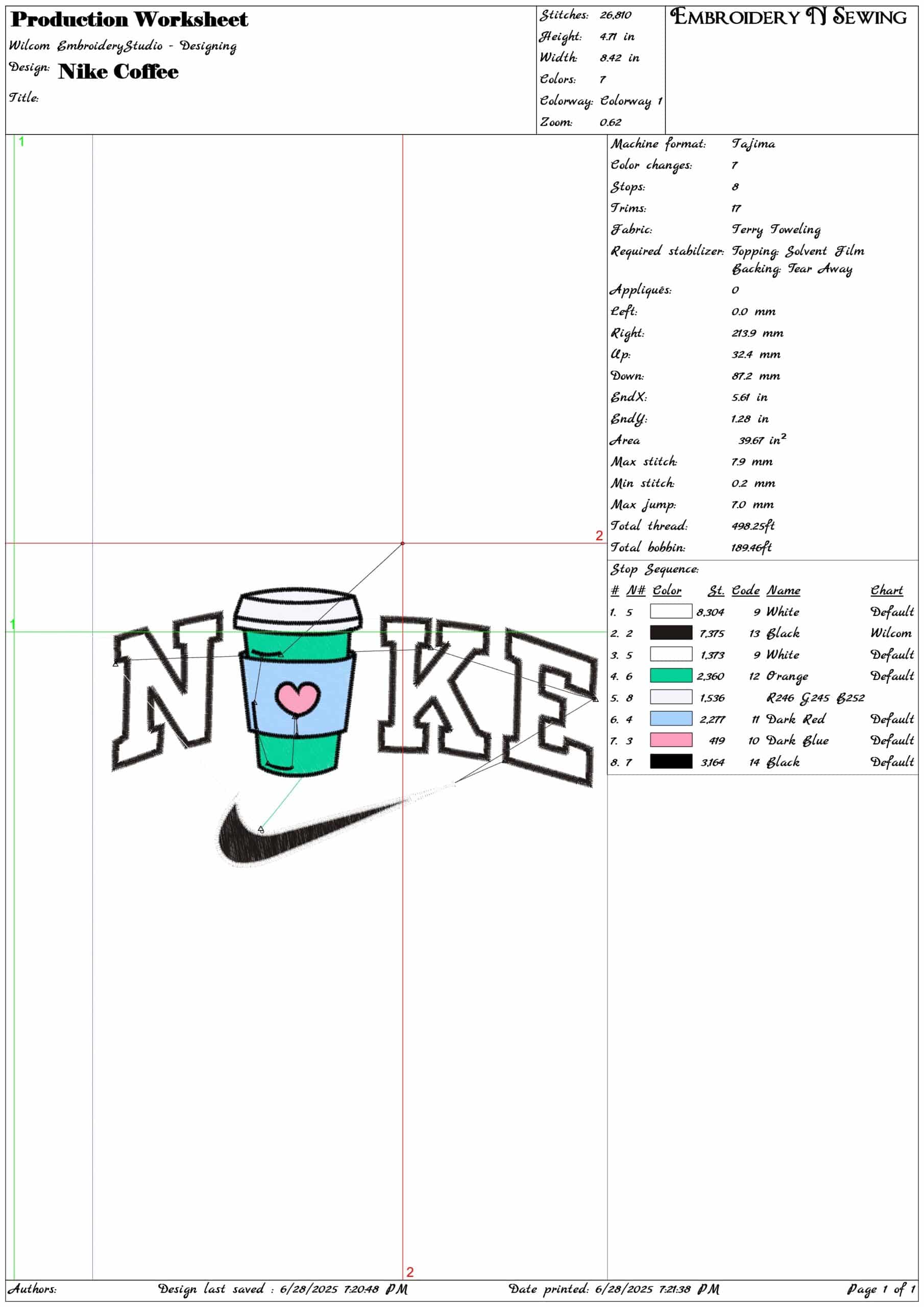 Nike Coffee-Elegant embroidery design file - instant download — view 3